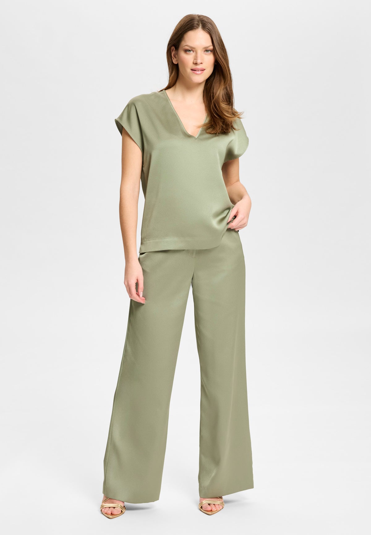 Hose aus Satin mit geradem Bein