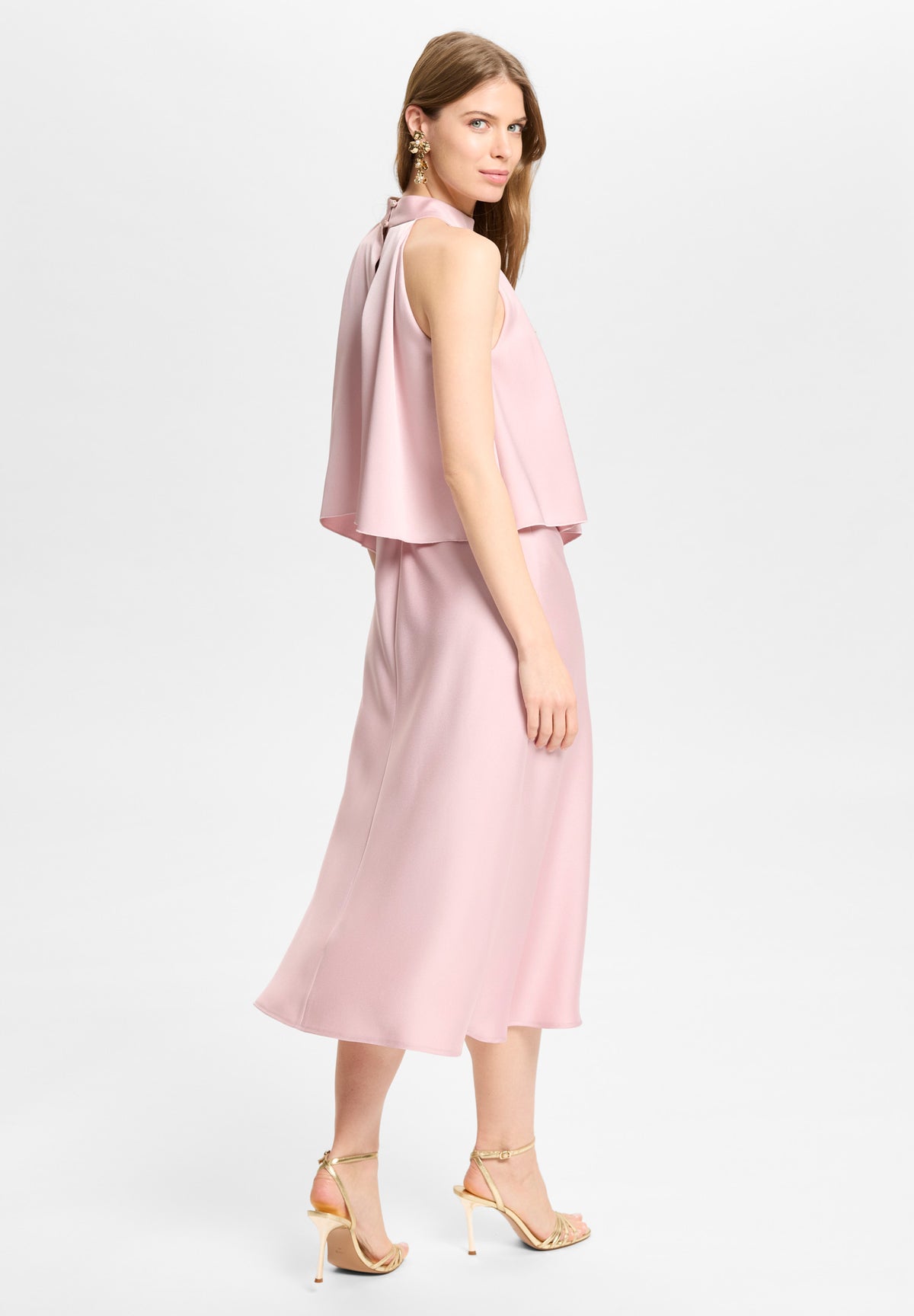 Cocktailkleid aus Satin mit amerikanischer Schulter
