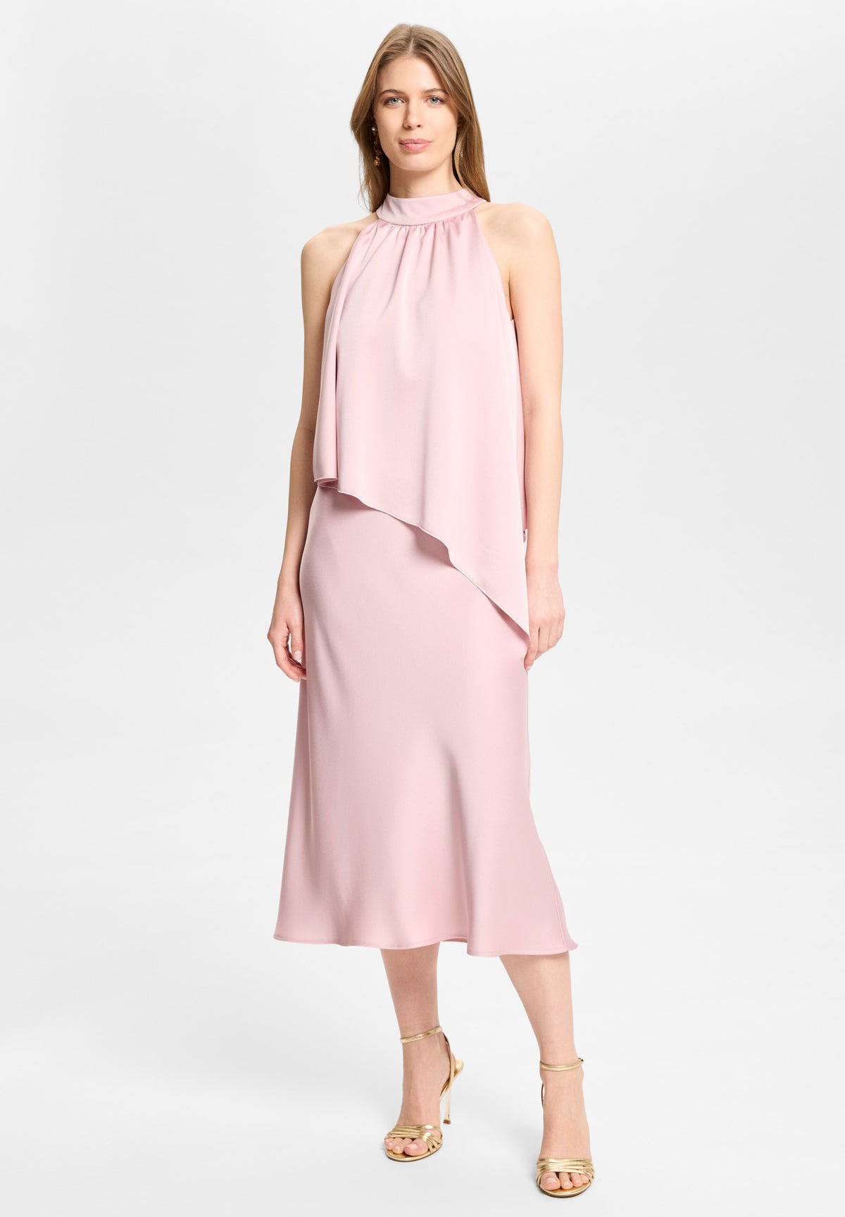 Cocktailkleid aus Satin mit amerikanischer Schulter