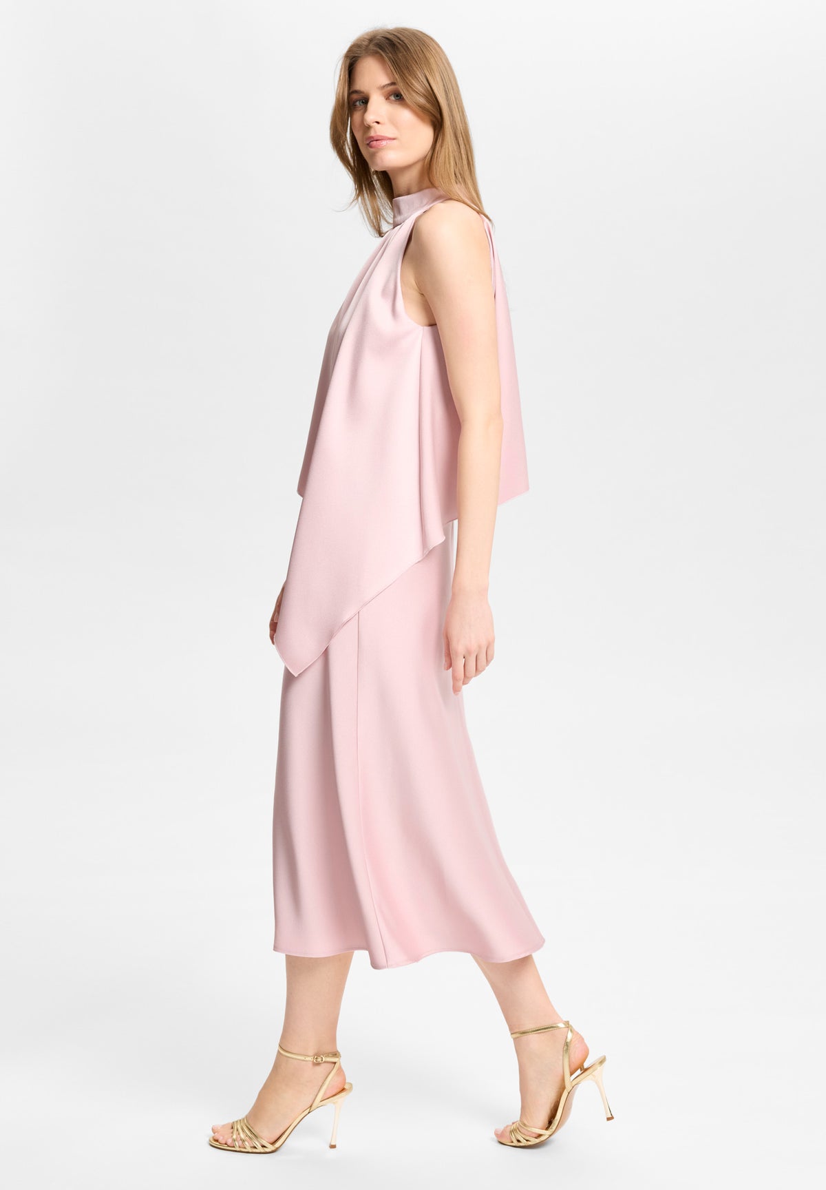 Cocktailkleid aus Satin mit amerikanischer Schulter