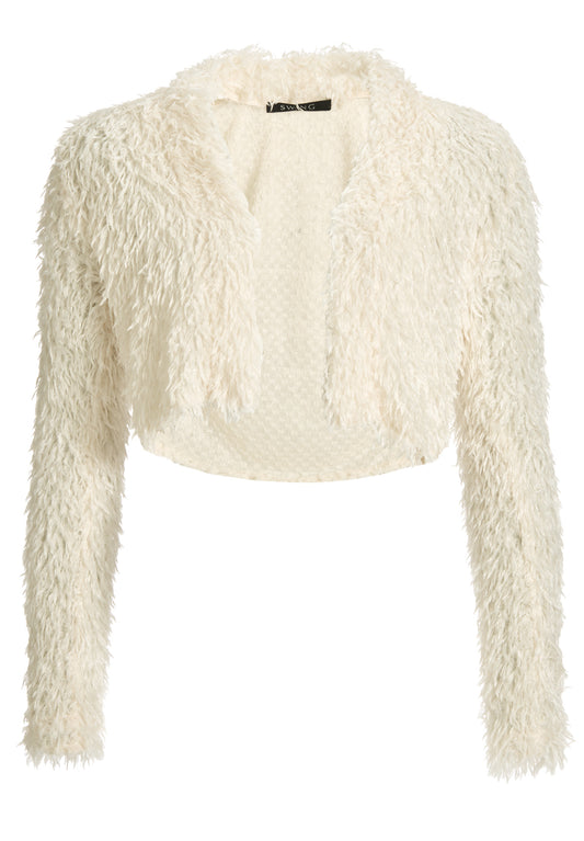Jersey Bolero mit fedriger Optik