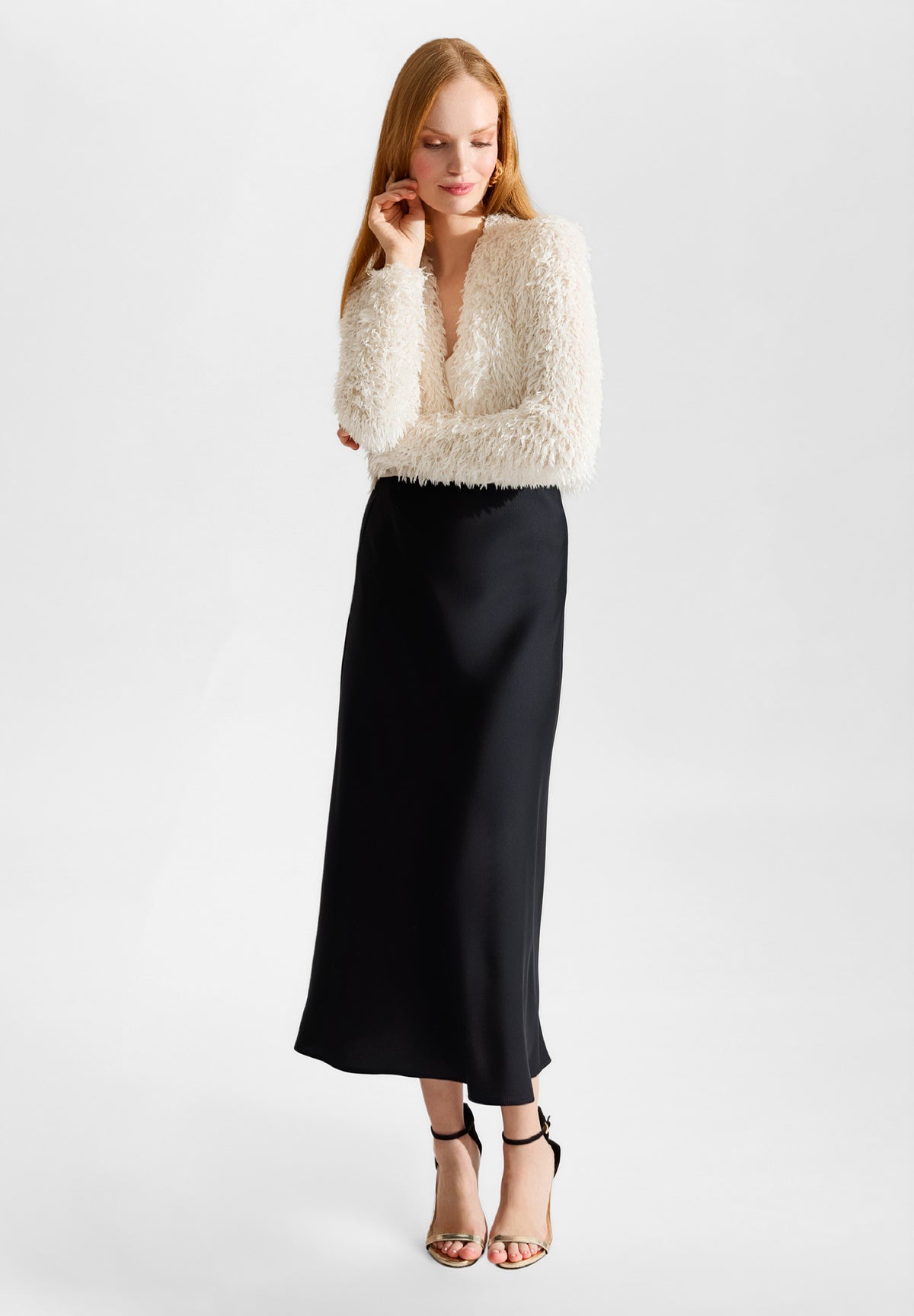 Jersey Bolero mit fedriger Optik