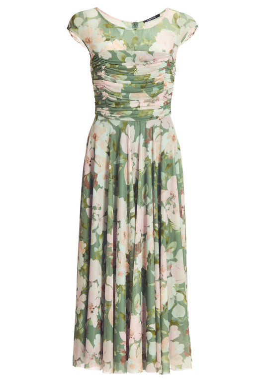 Cocktailkleid aus Mesh mit geraffter Korsage