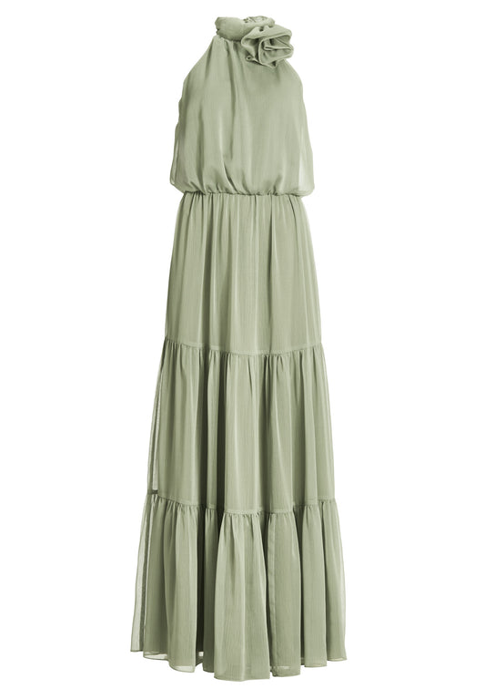 Abendkleid aus Crinkle Chiffon mit Stufenrock
