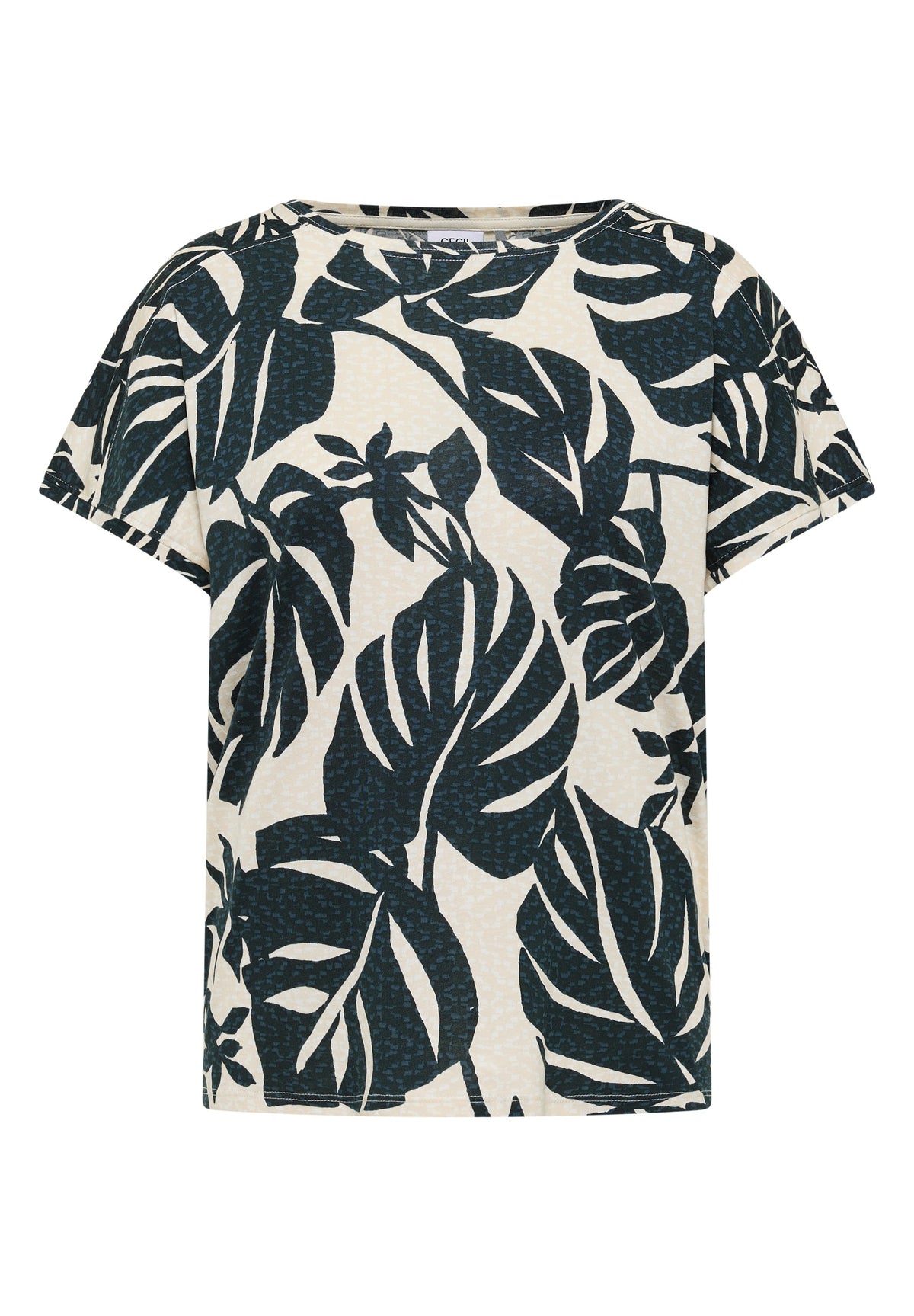 T-Shirt mit U-Boot-Ausschnitt und Print