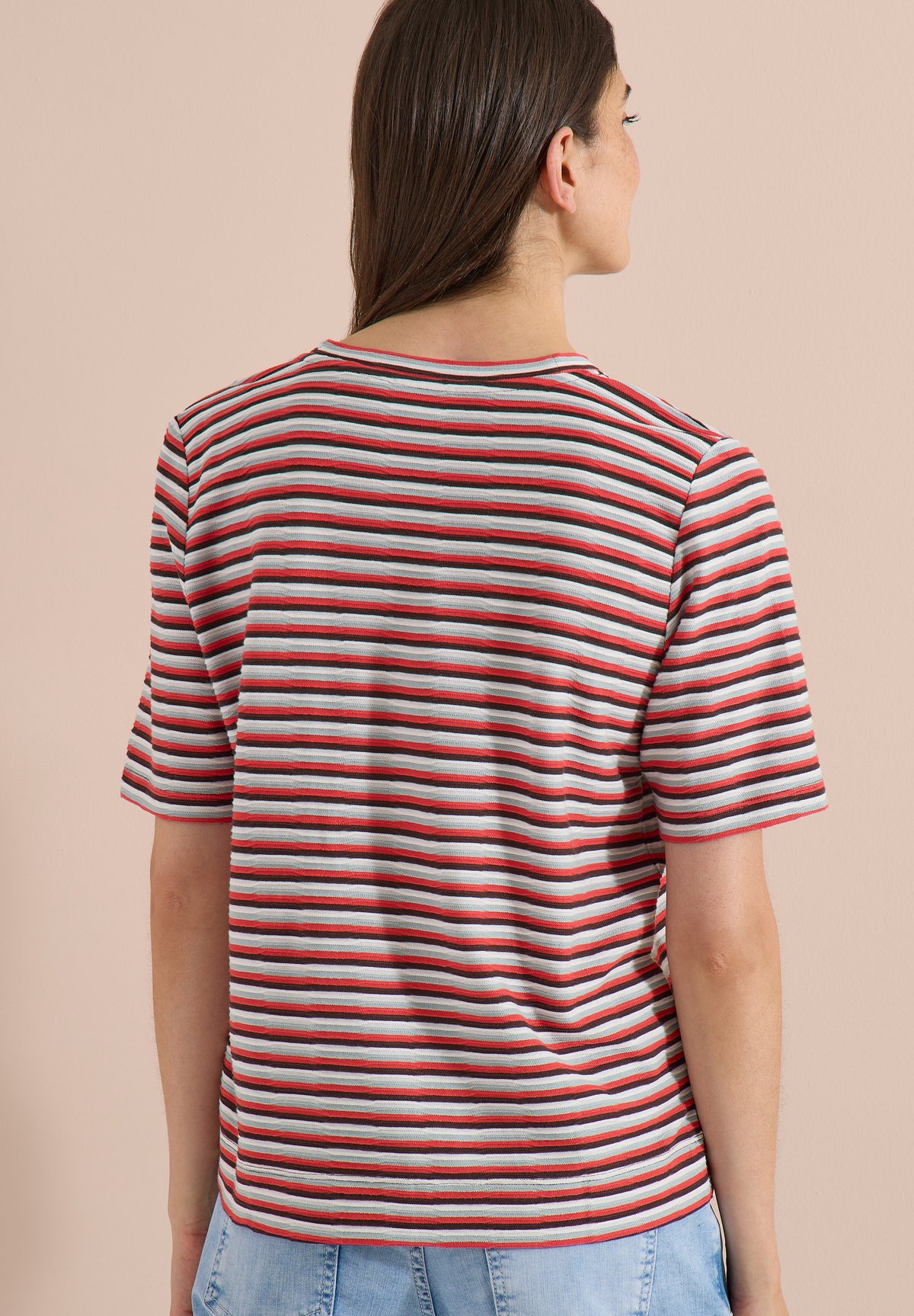 T-Shirt mit Struktur und Streifen