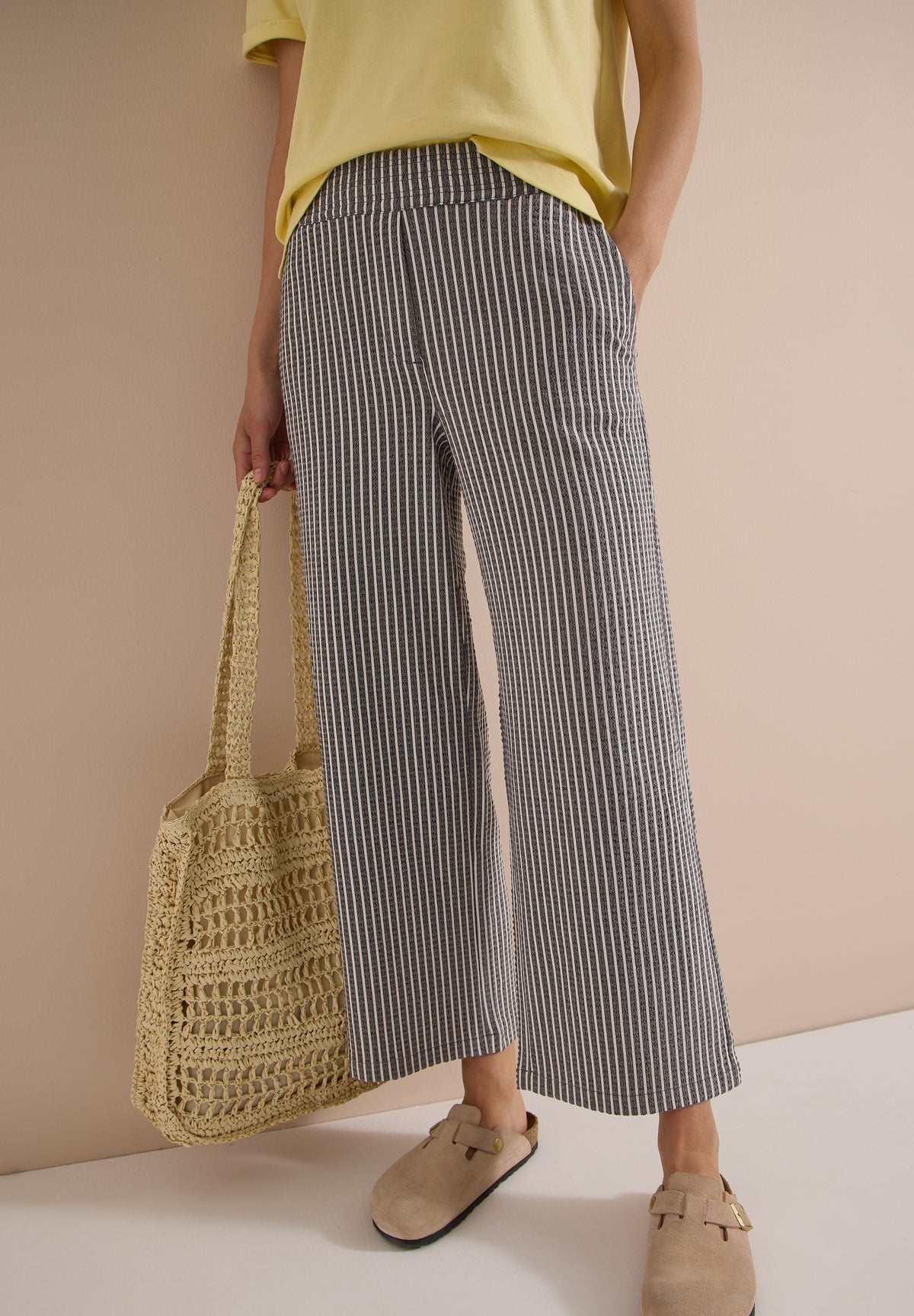 7/8 Wide Leg Hose in Seersucker-Qualität