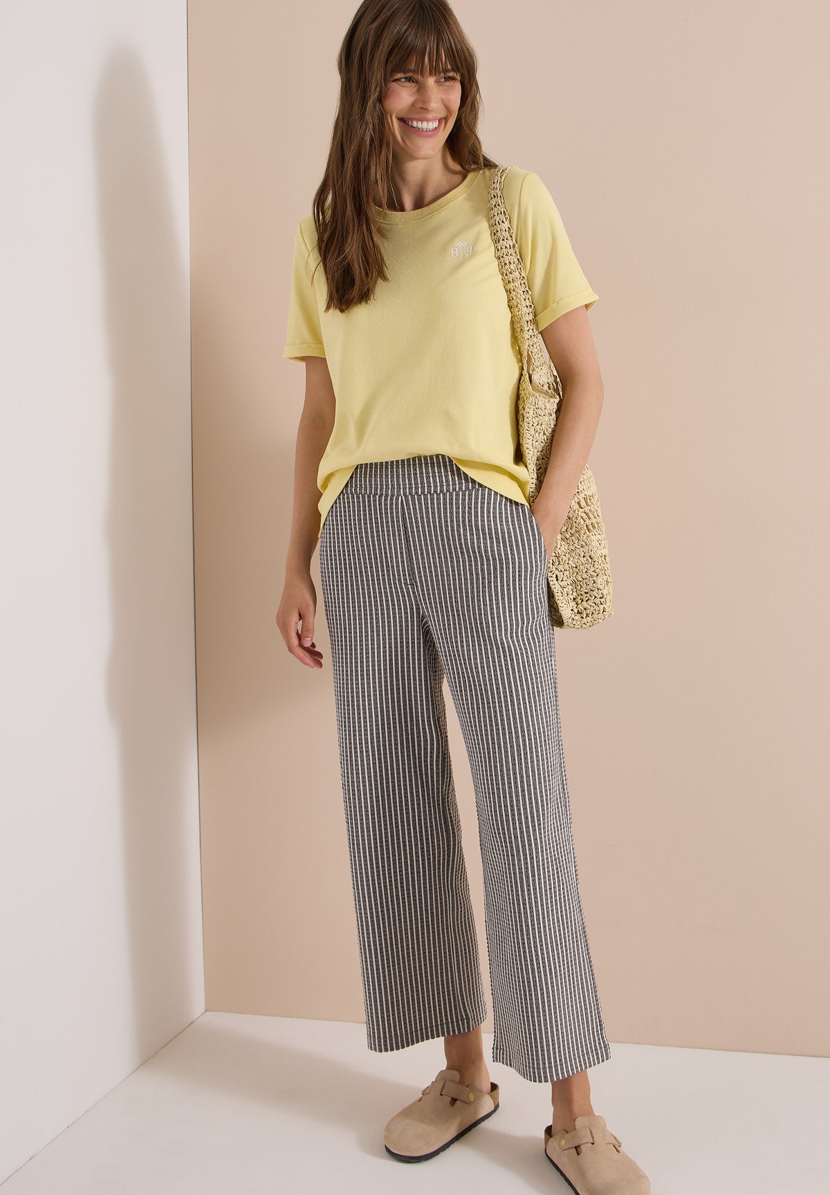 7/8 Wide Leg Hose in Seersucker-Qualität