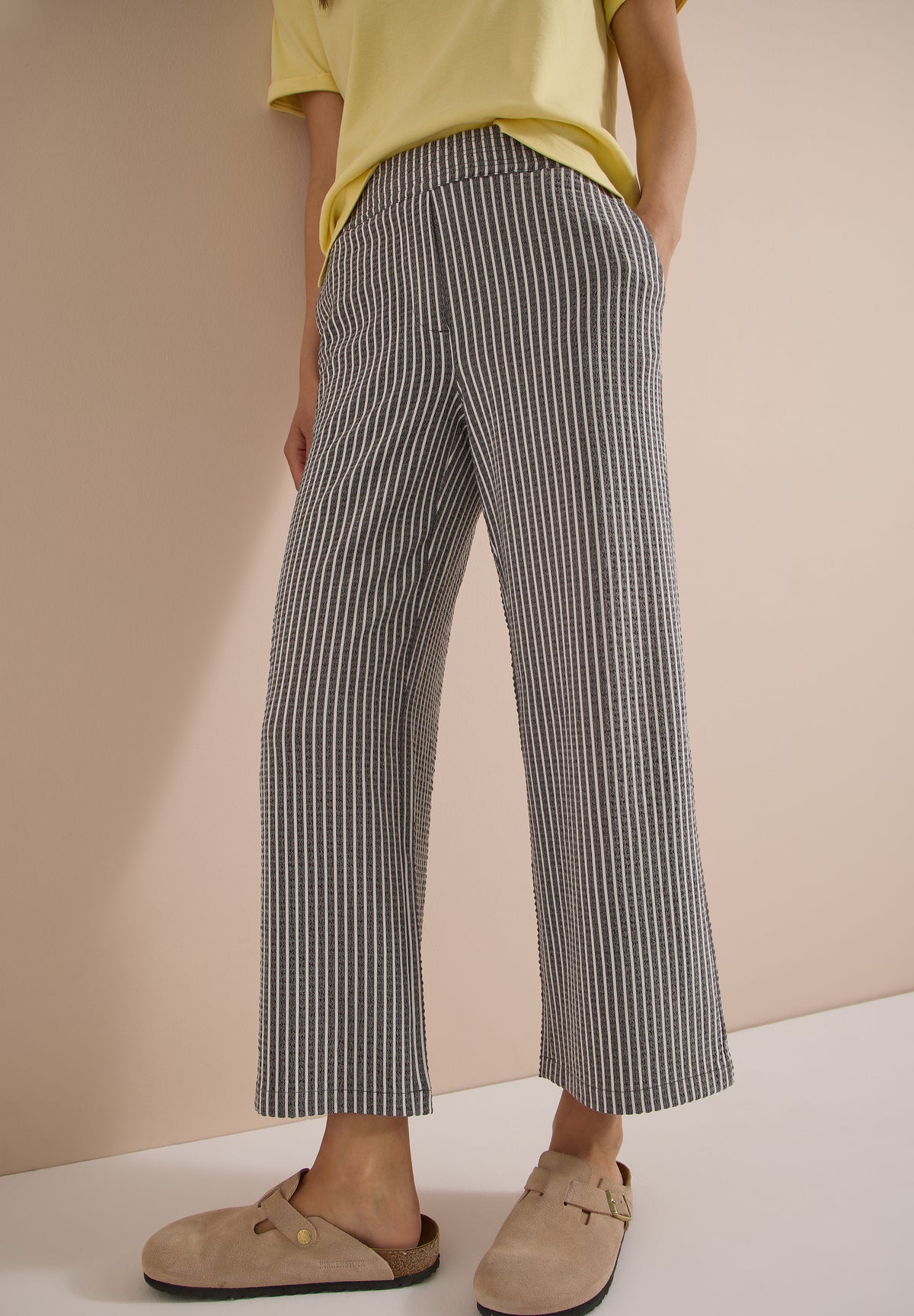 7/8 Wide Leg Hose in Seersucker-Qualität