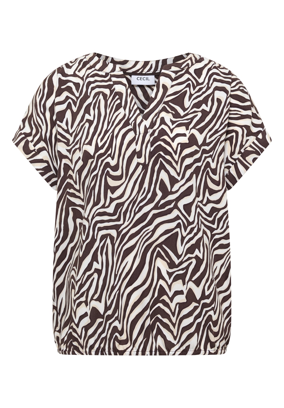 Bluse mit Split Neck und Zebra-Print