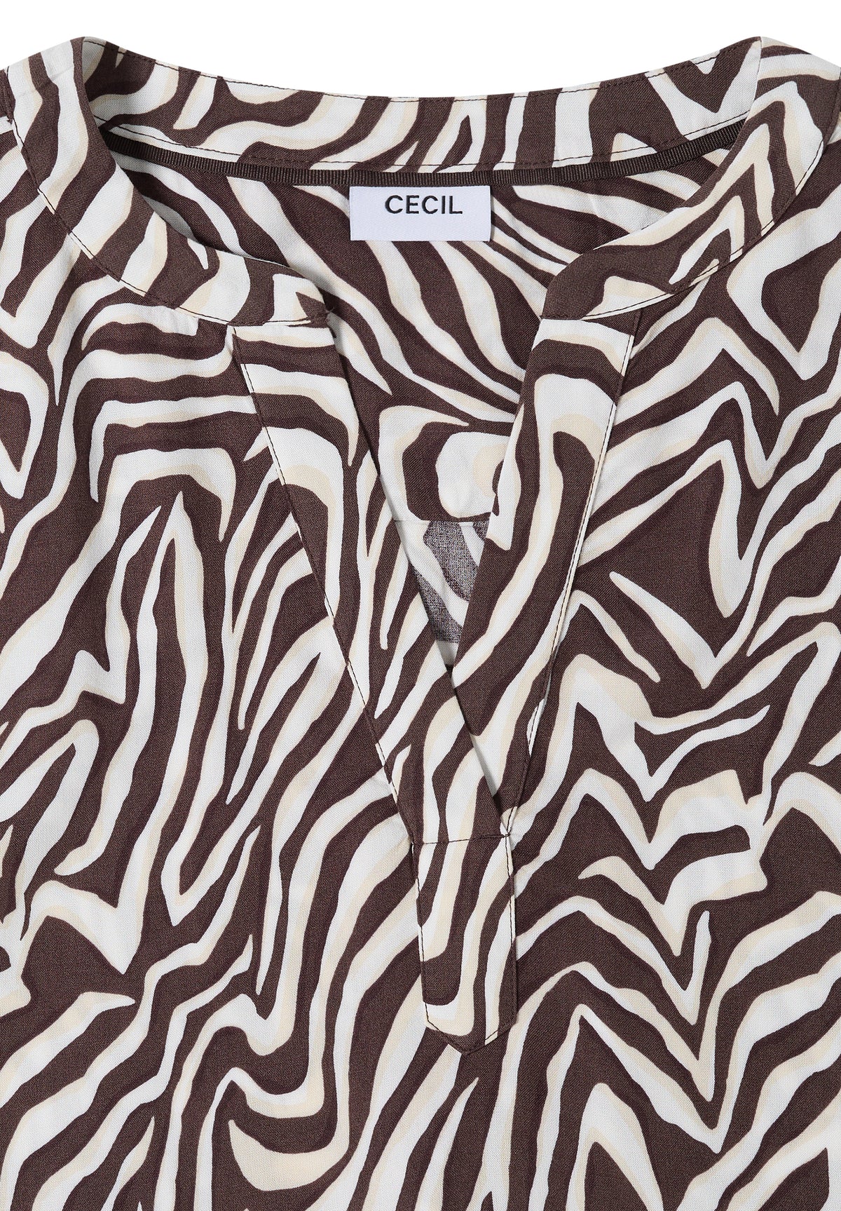 Bluse mit Split Neck und Zebra-Print
