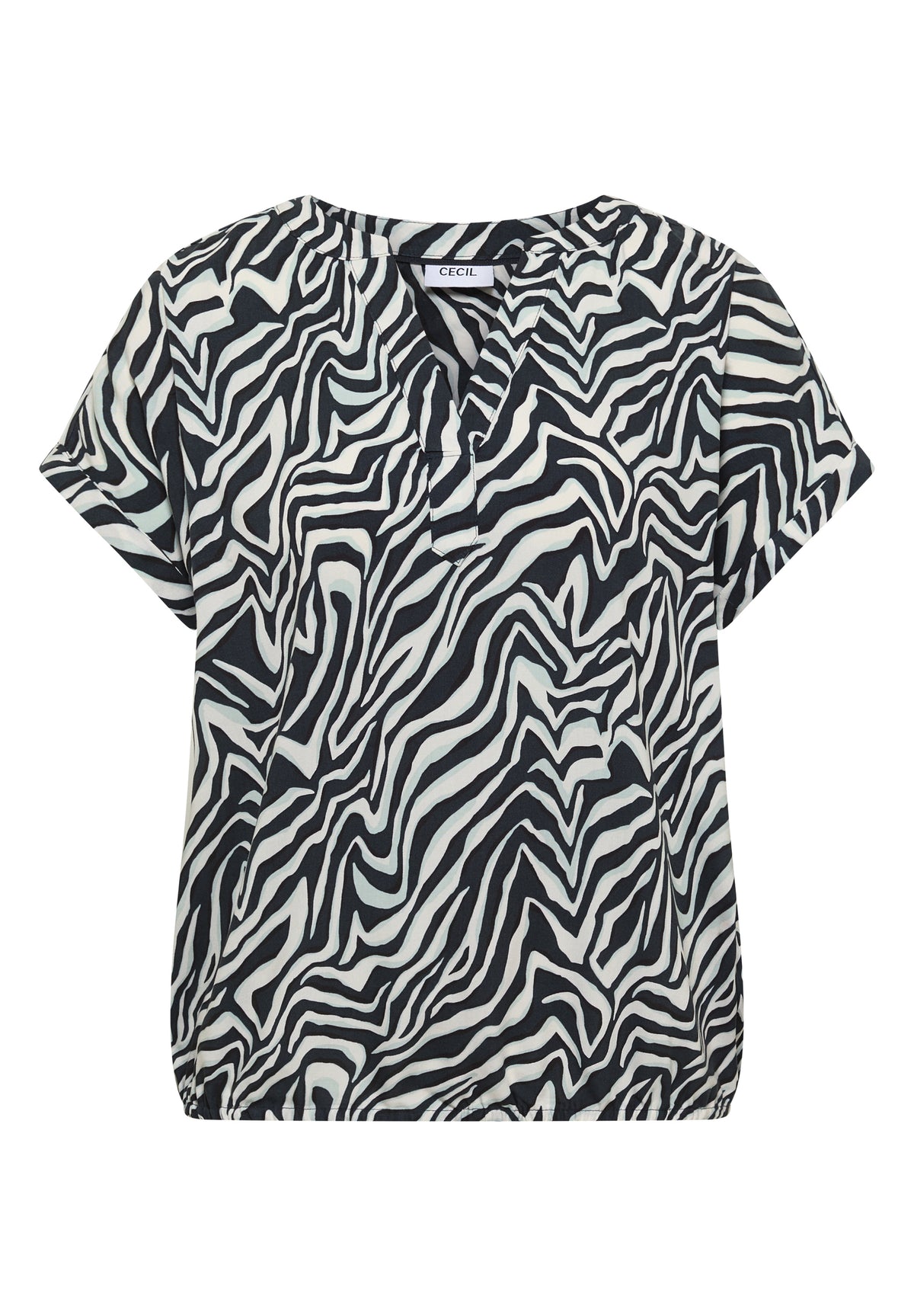 Bluse mit Split Neck und Zebra-Print