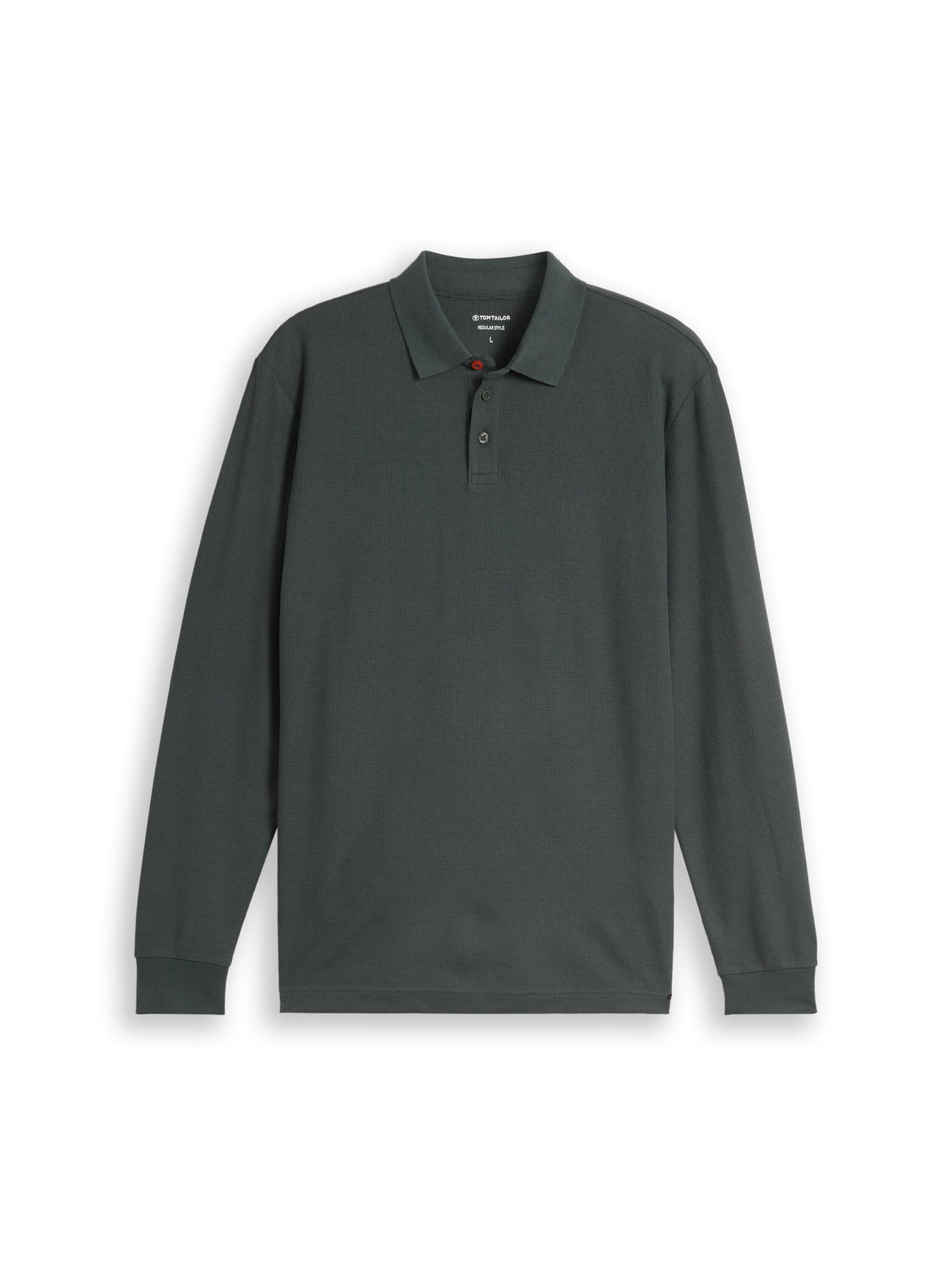 Langarm Poloshirt mit Waffelstruktur