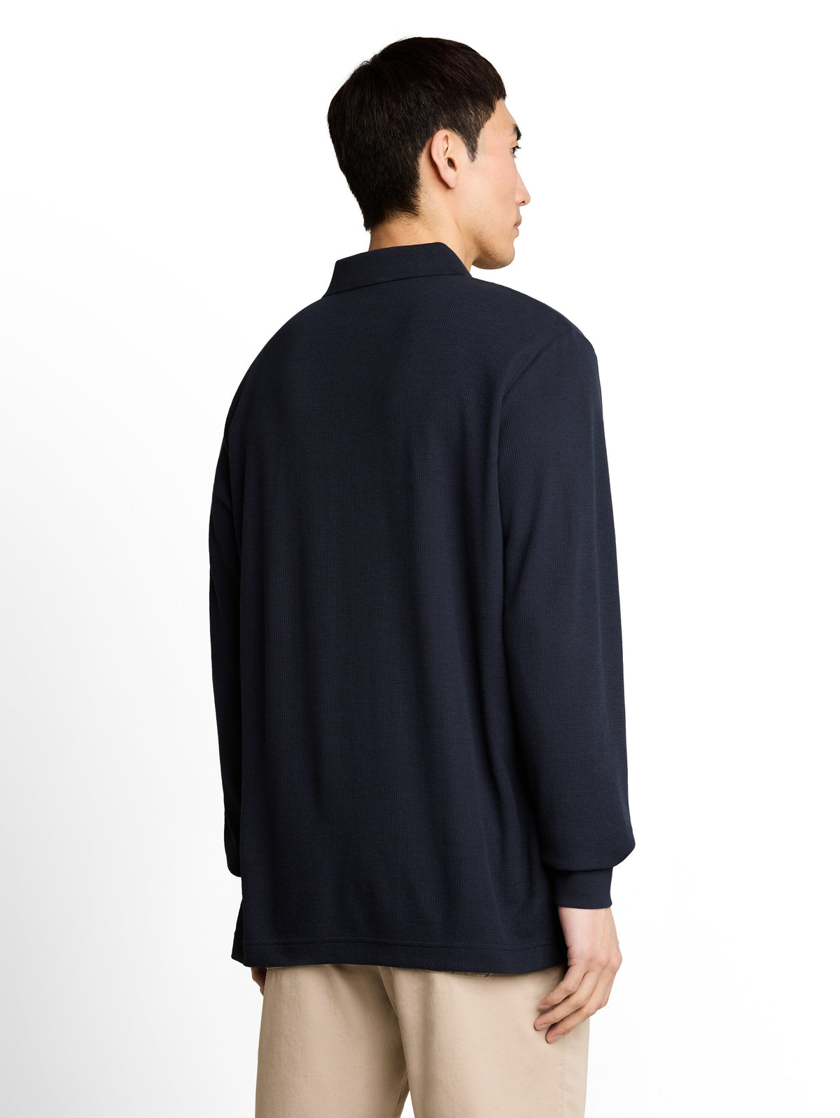 Langarm Poloshirt mit Waffelstruktur