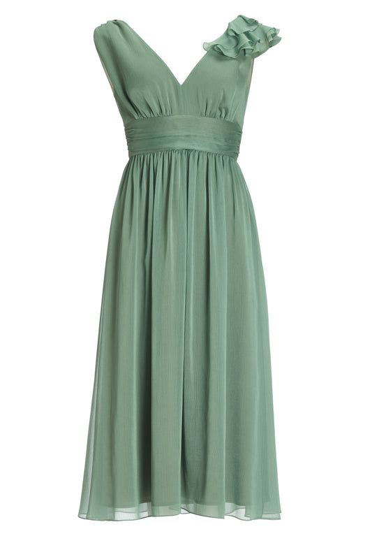 Cocktailkleid aus Crinkle Chiffon mit Volant Detail