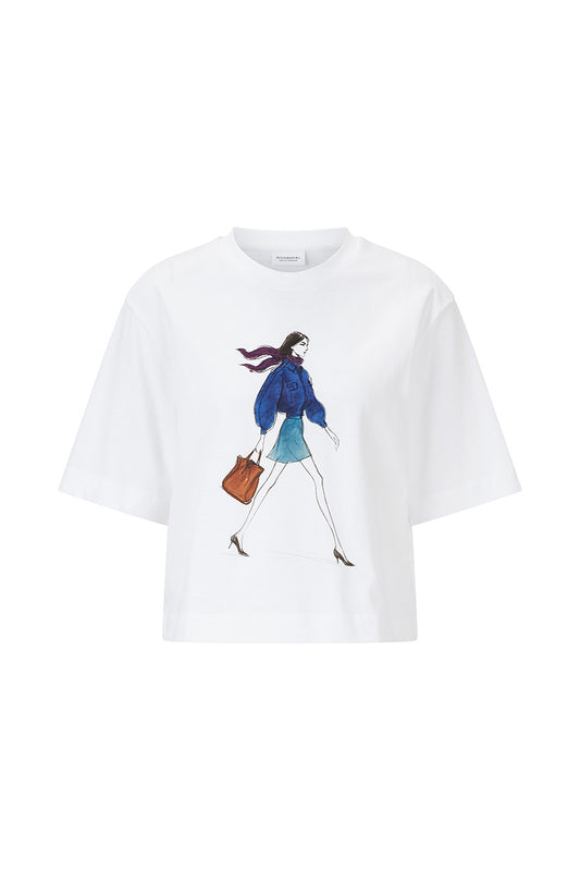 Gentle Fit T-Shirt with Woman Print