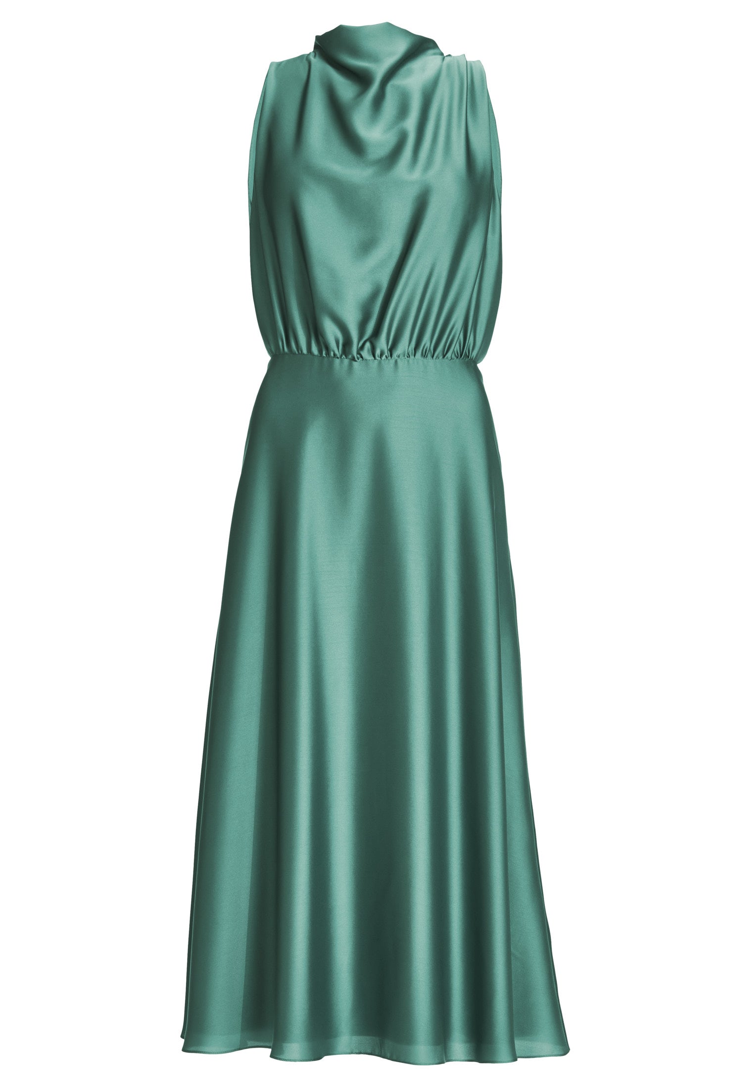 Midi Kleid aus Satin mit Drapierung