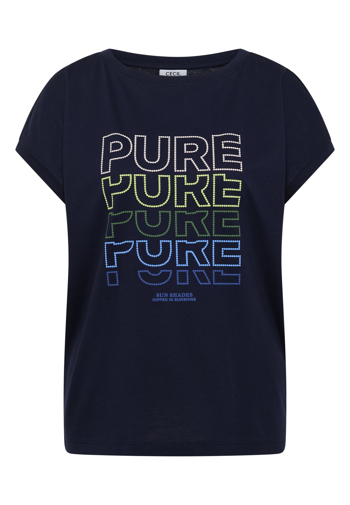 T-Shirt mit Boat Neck und Frontprint