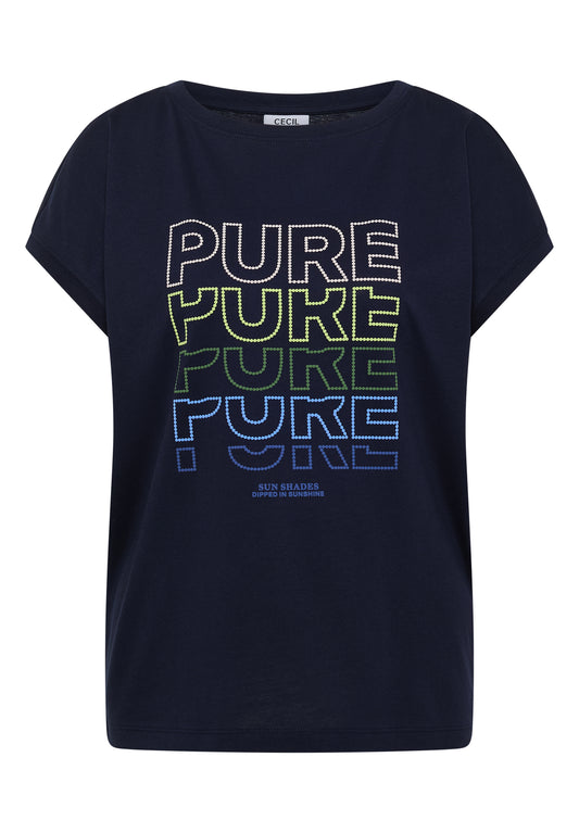 T-Shirt mit Boat Neck und Frontprint