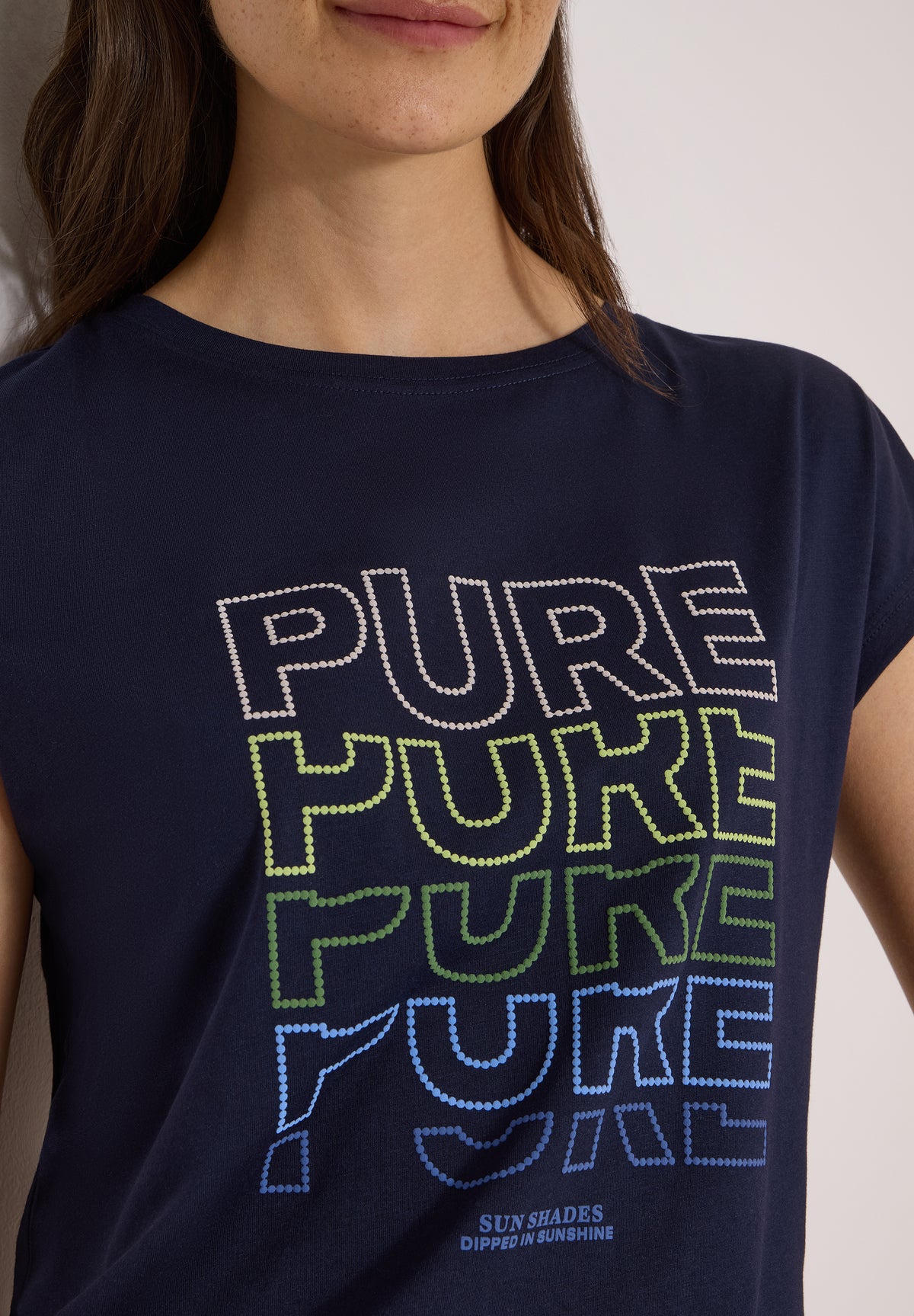 T-Shirt mit Boat Neck und Frontprint