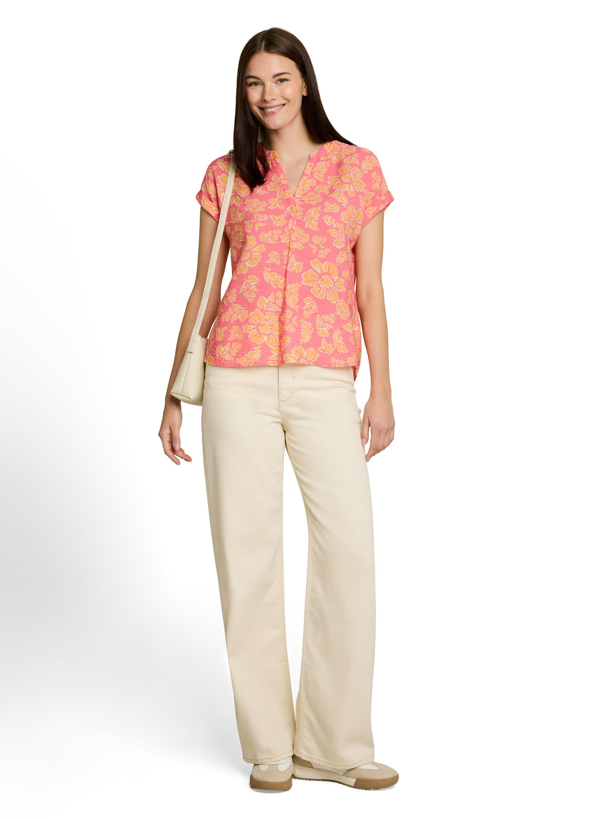 Loose Fit Bluse mit V-Ausschnitt
