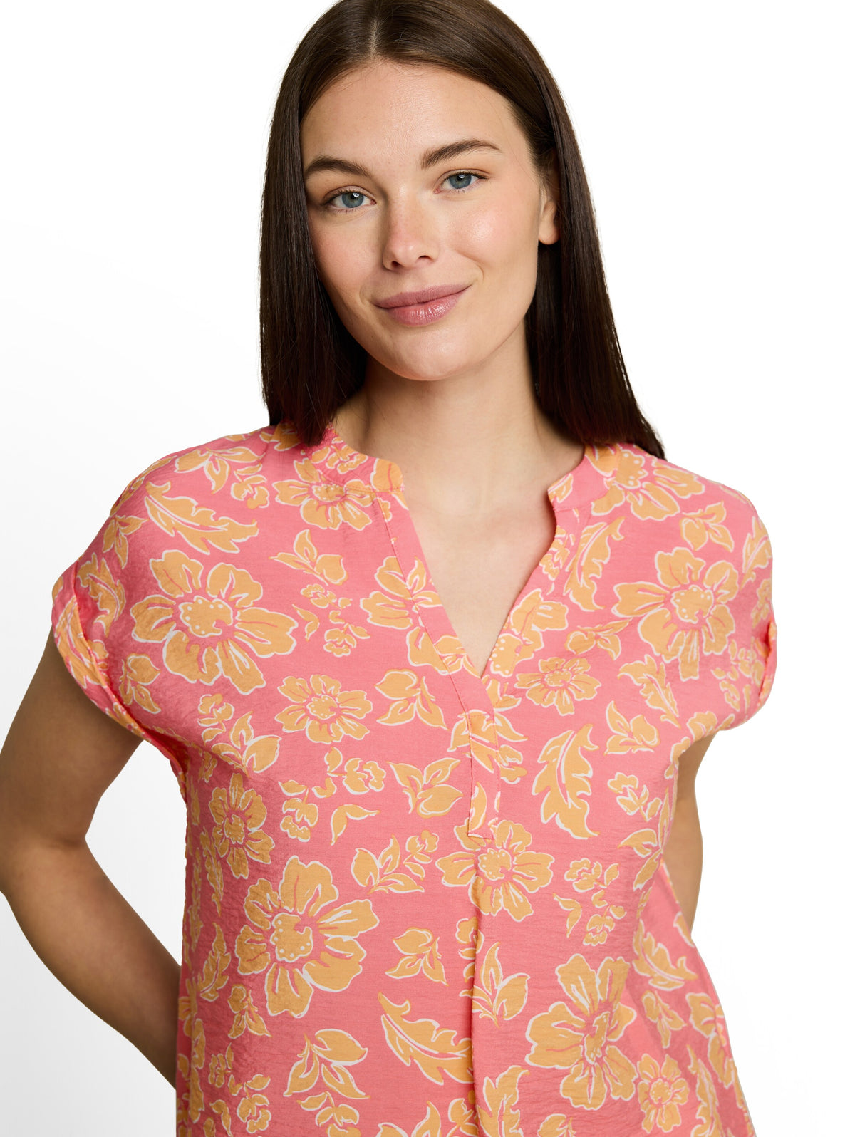 Loose Fit Bluse mit V-Ausschnitt