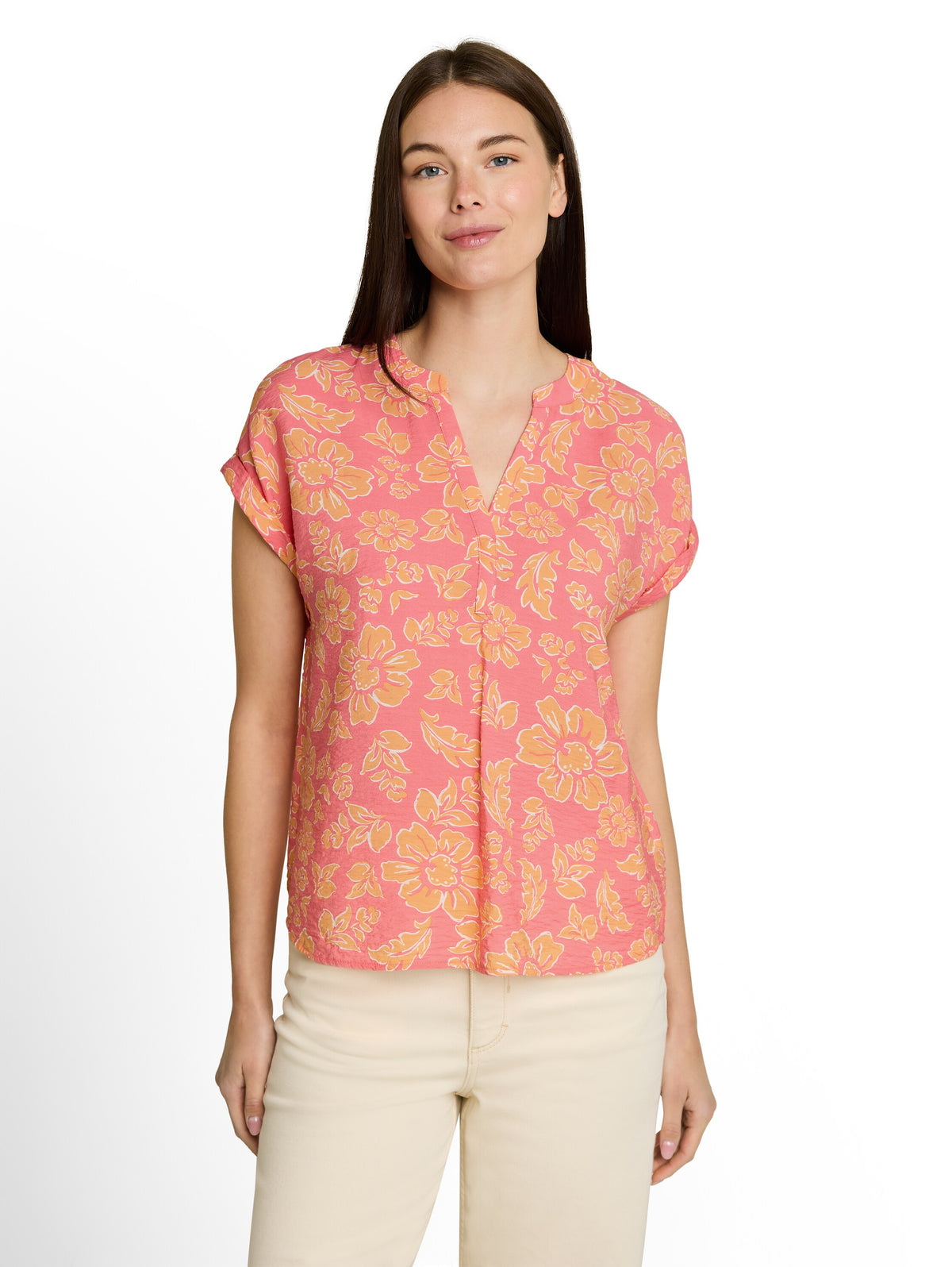 Loose Fit Bluse mit V-Ausschnitt