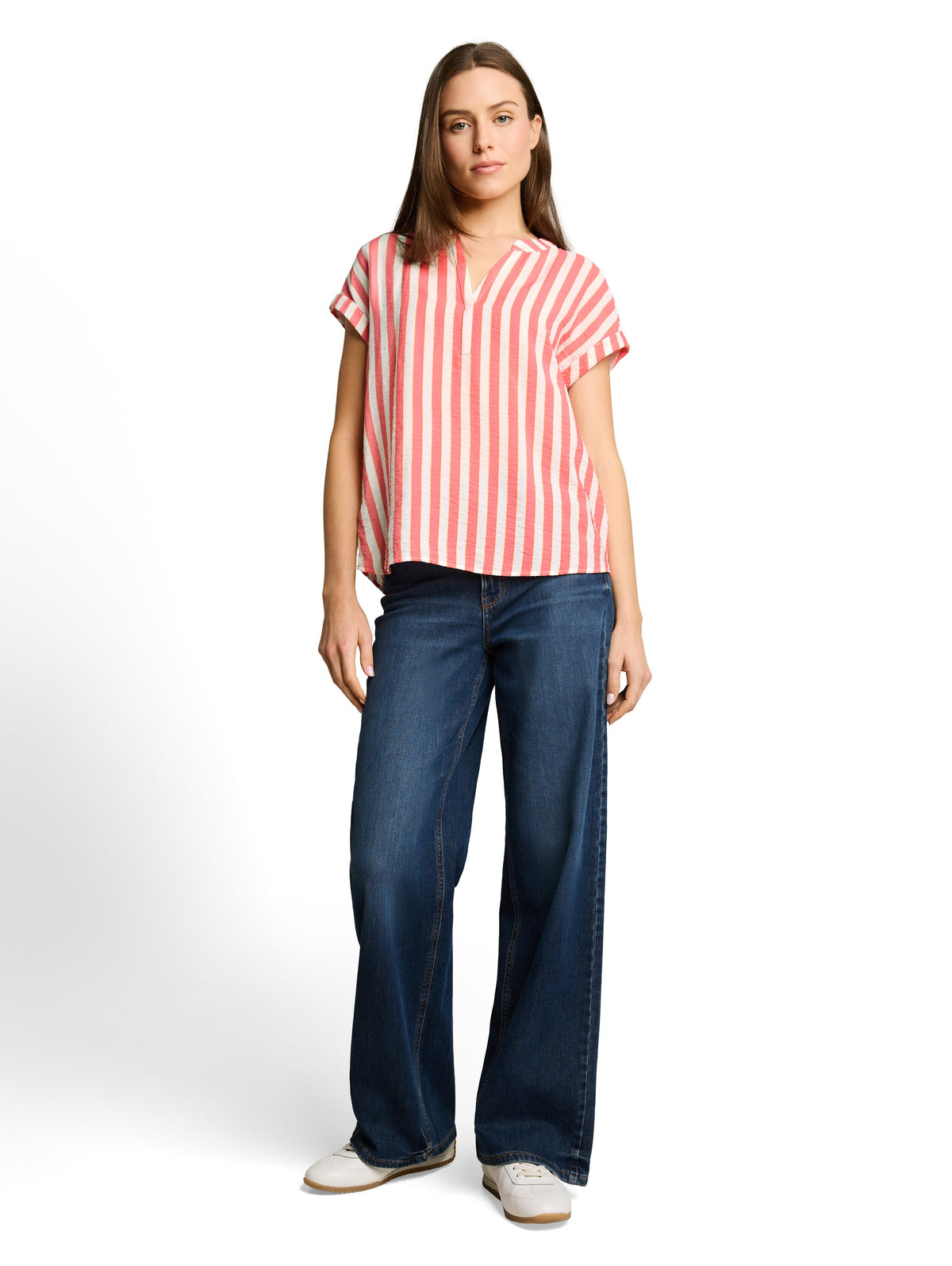 Loose Fit Bluse mit V-Ausschnitt