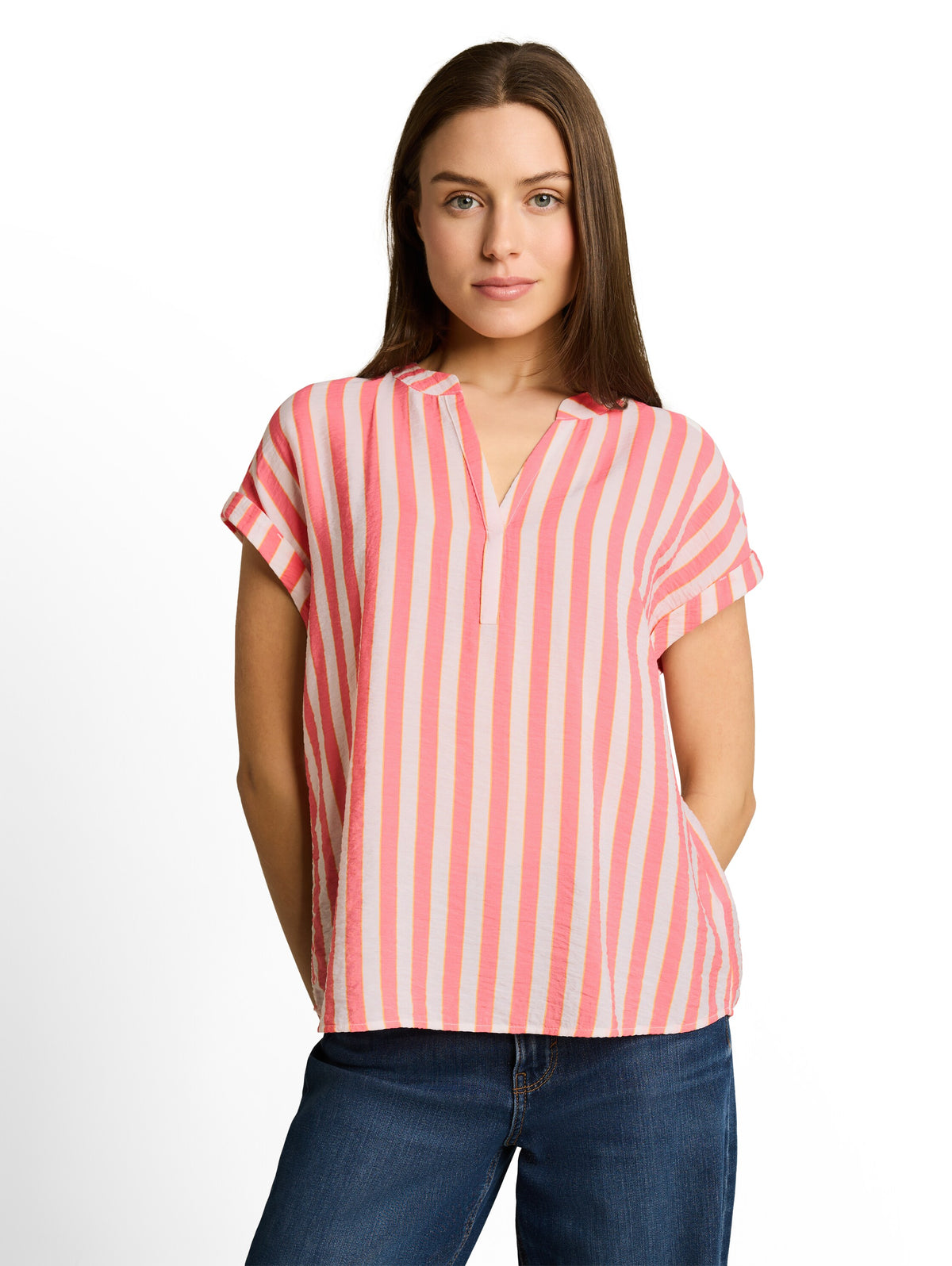 Loose Fit Bluse mit V-Ausschnitt