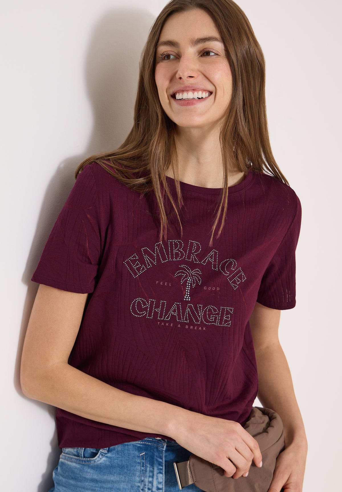 Shirt im Ausbrenner-Look mit Wording