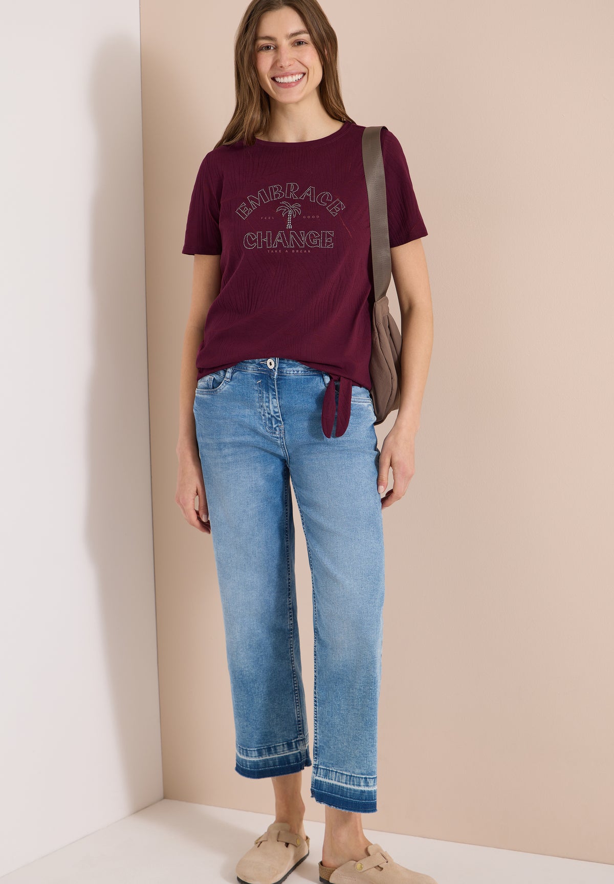 Shirt im Ausbrenner-Look mit Wording