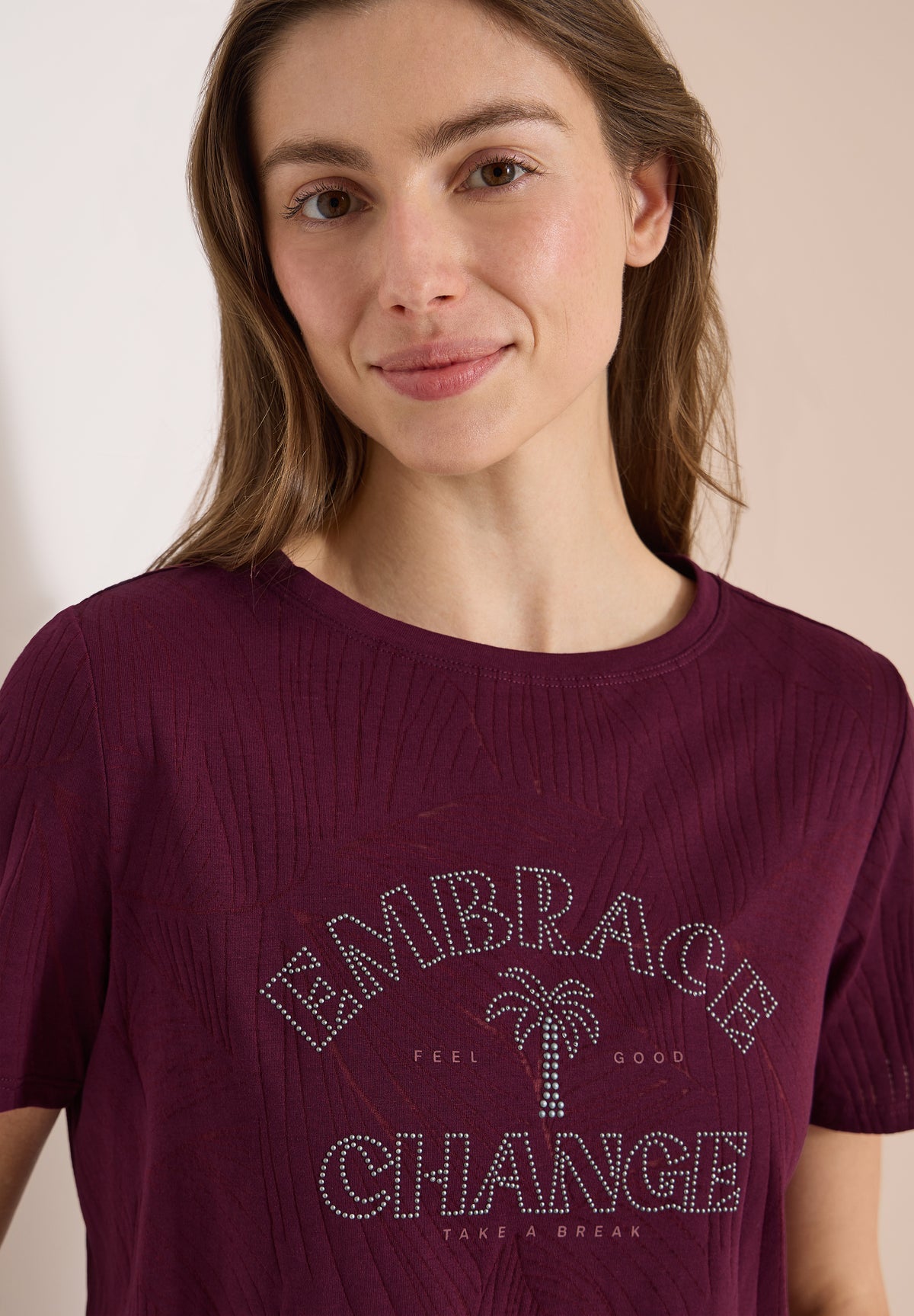 Shirt im Ausbrenner-Look mit Wording