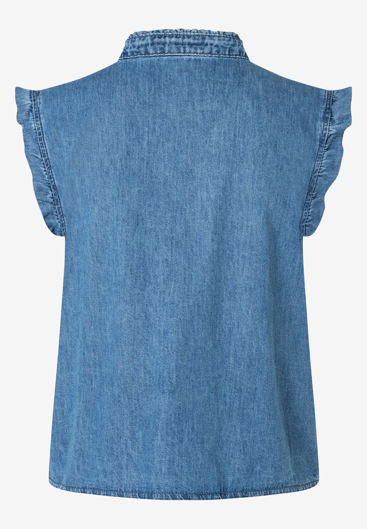 Jeansbluse mit Rüschenärmeln