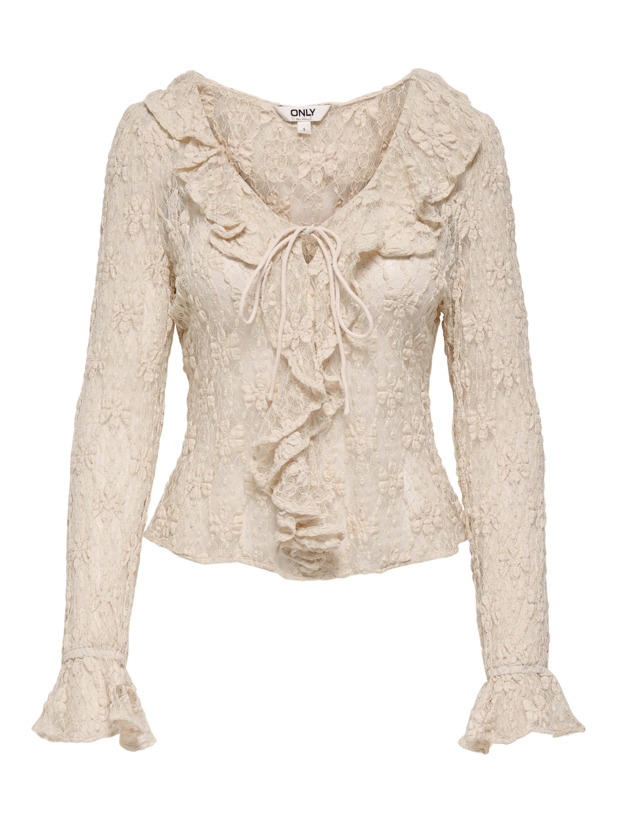 ONLPEARLINA LS RUFFLE LACE TOP WVN