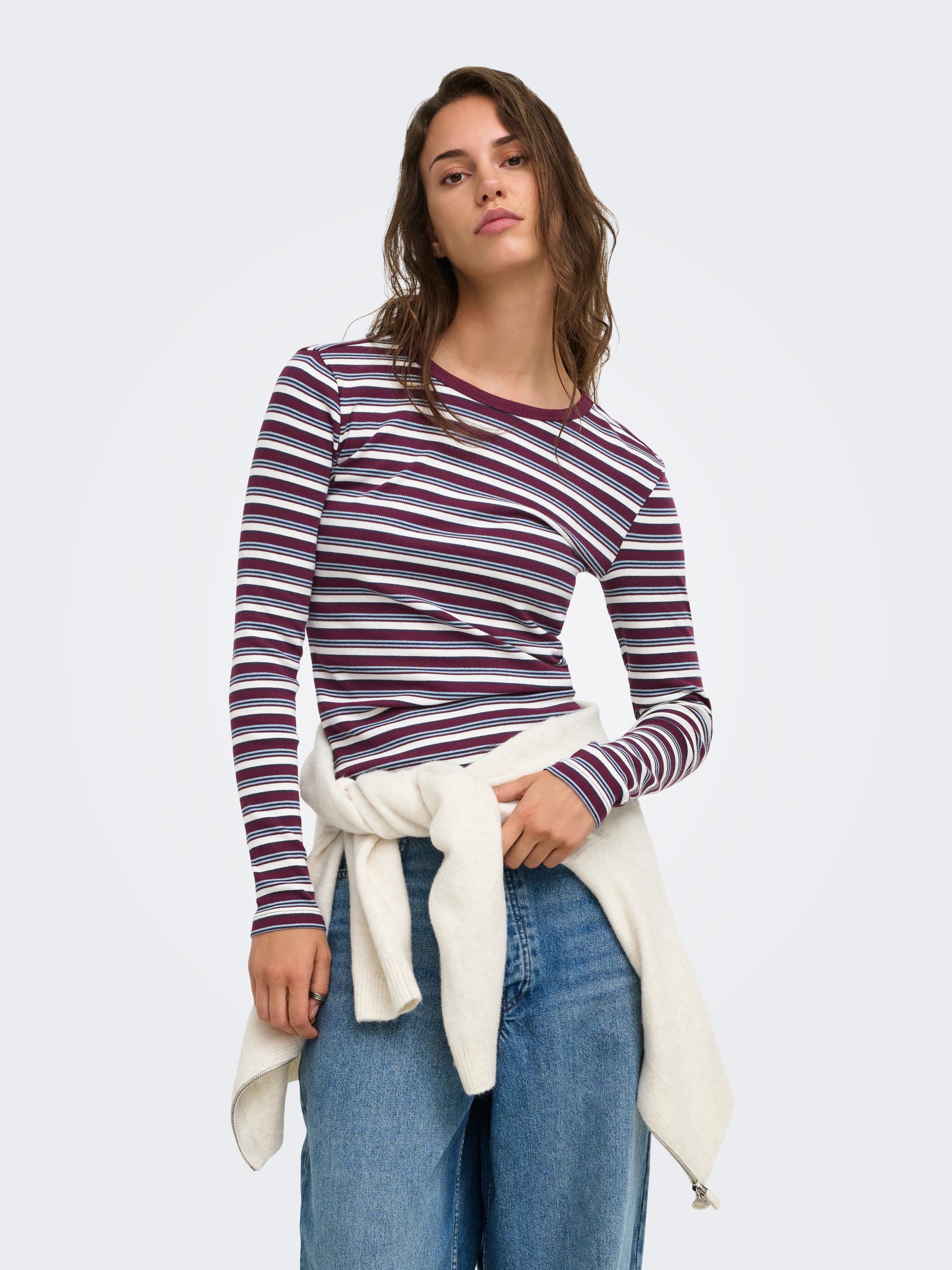 ONLVAL L/S O-NECK STRIPE TOP JRS