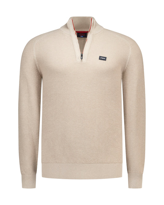 PULLOVER HALF ZIP, TAN SAND MELANGE