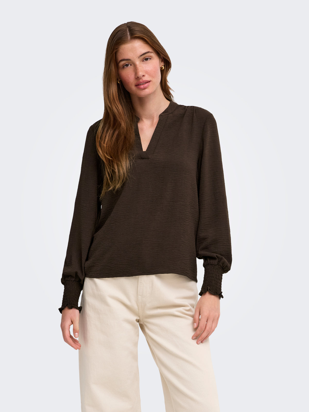 ONLMETTE V-NECK LS SMOCK TOP NOOS WVN