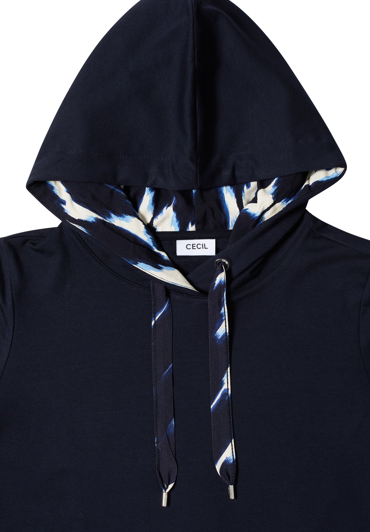 3/4-Arm Shirt mit Kapuze und Printdetails