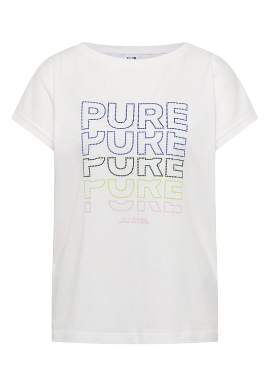 T-Shirt mit Boat Neck und Frontprint