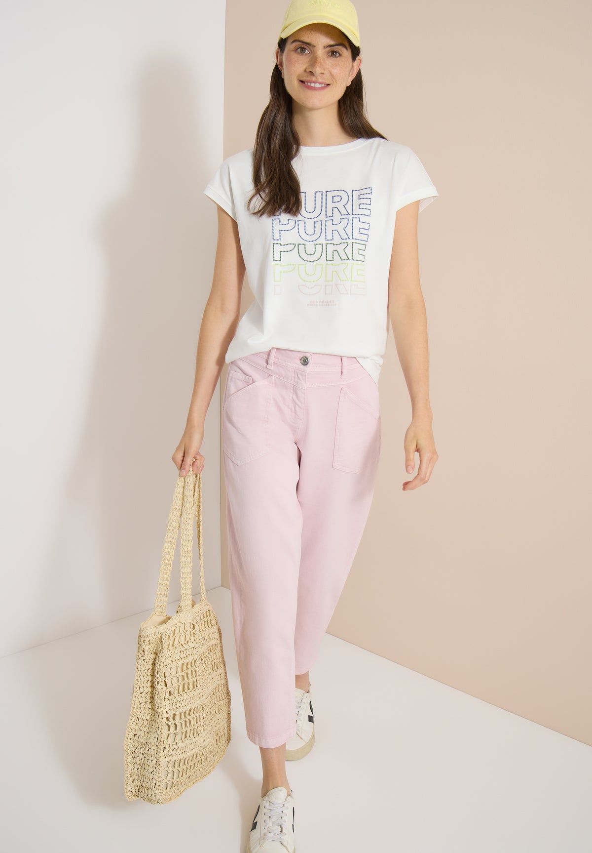 T-Shirt mit Boat Neck und Frontprint