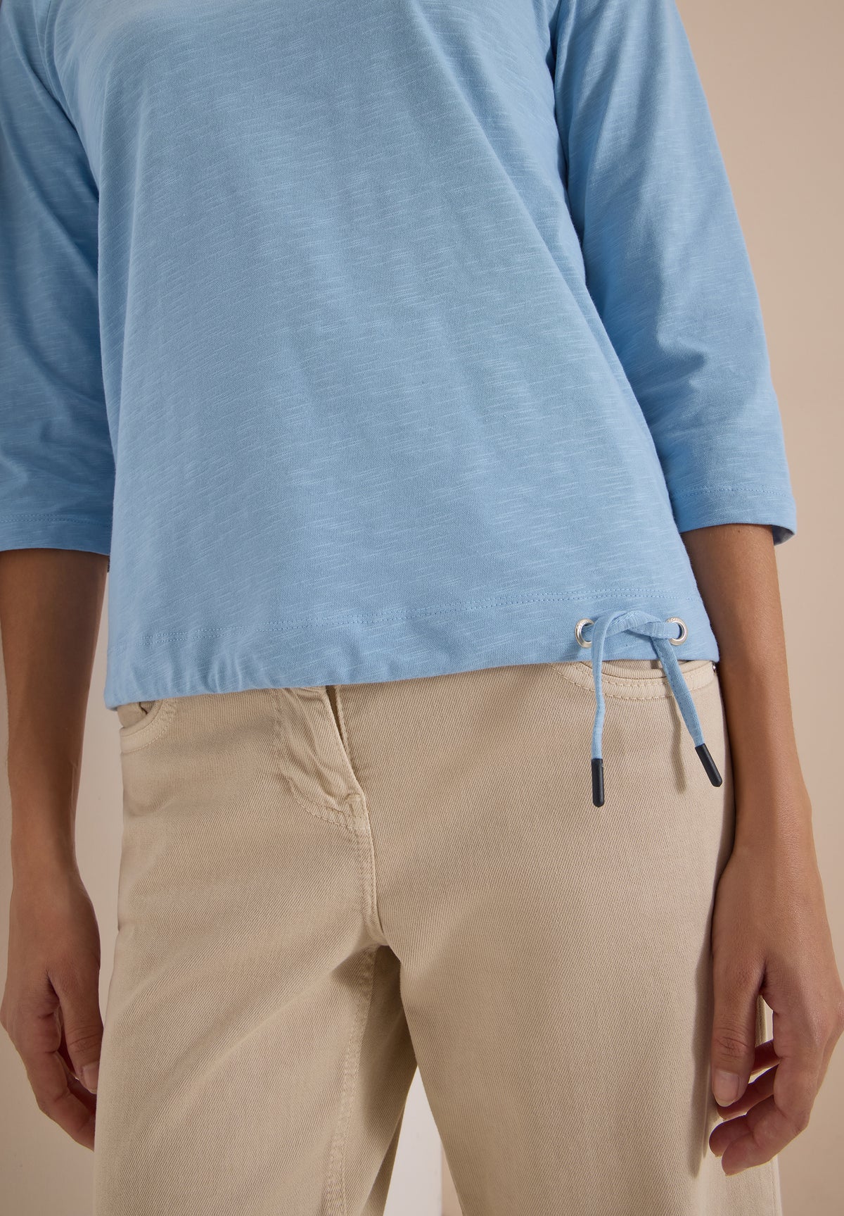 3/4-Arm Shirt mit Rundhals in Unifarbe