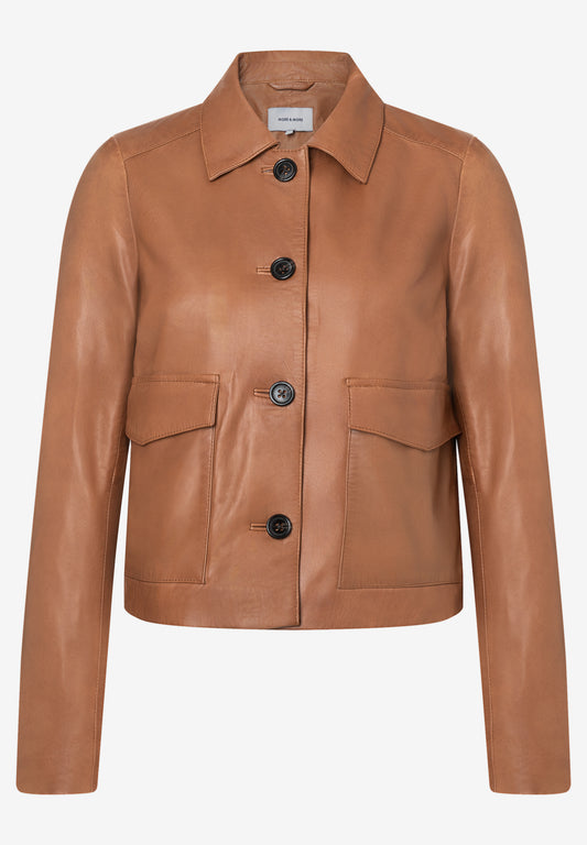 Two-Tone Nappa Leather Jacket, cinnamon