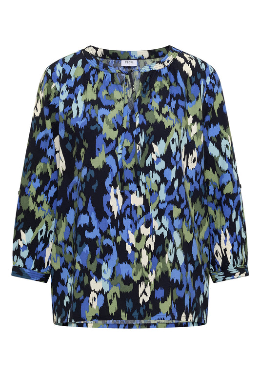 3/4-Arm Bluse mit Turn-Up und Print