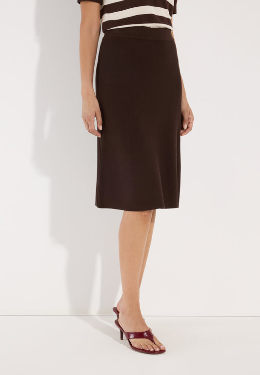 Short Milano Knit Skirt, espresso brown