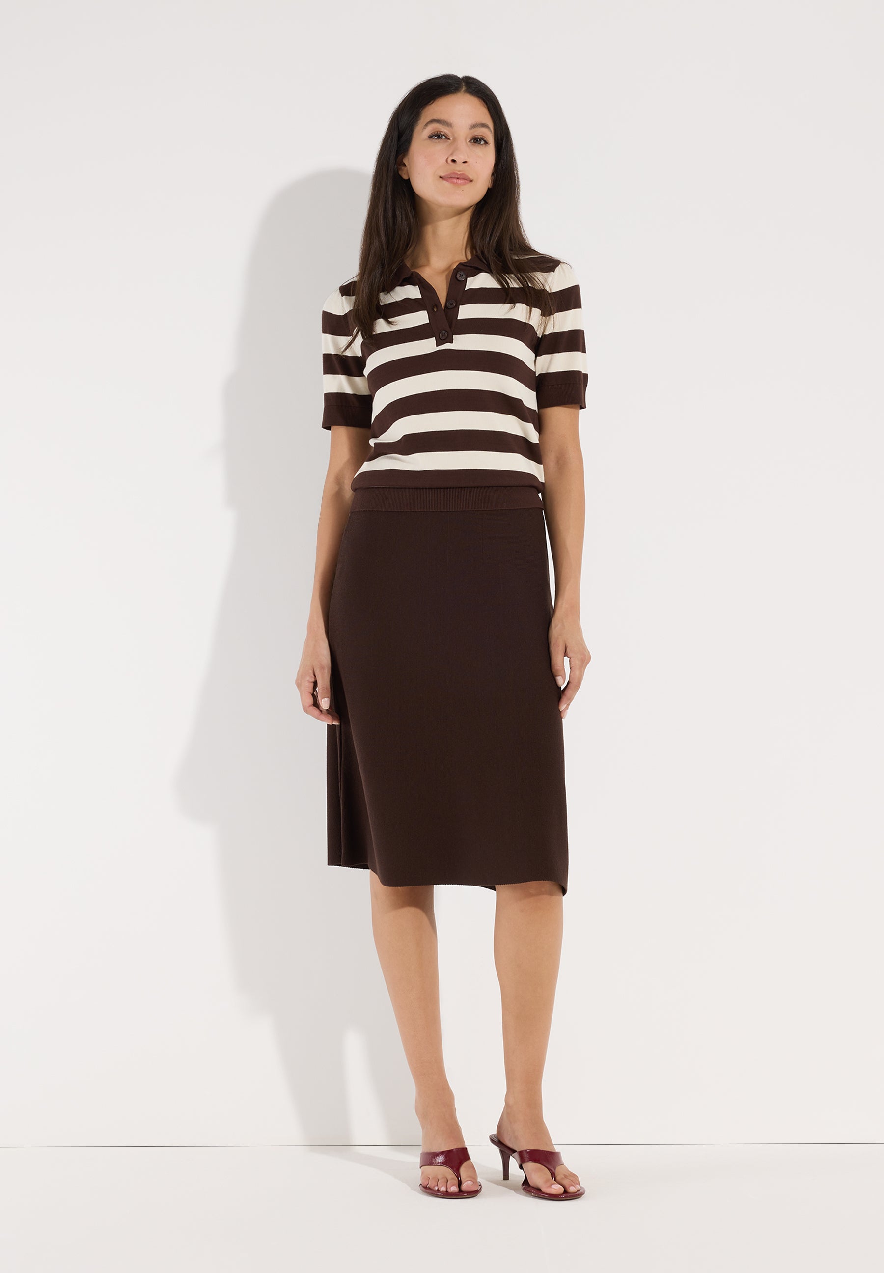 Short Milano Knit Skirt, espresso brown