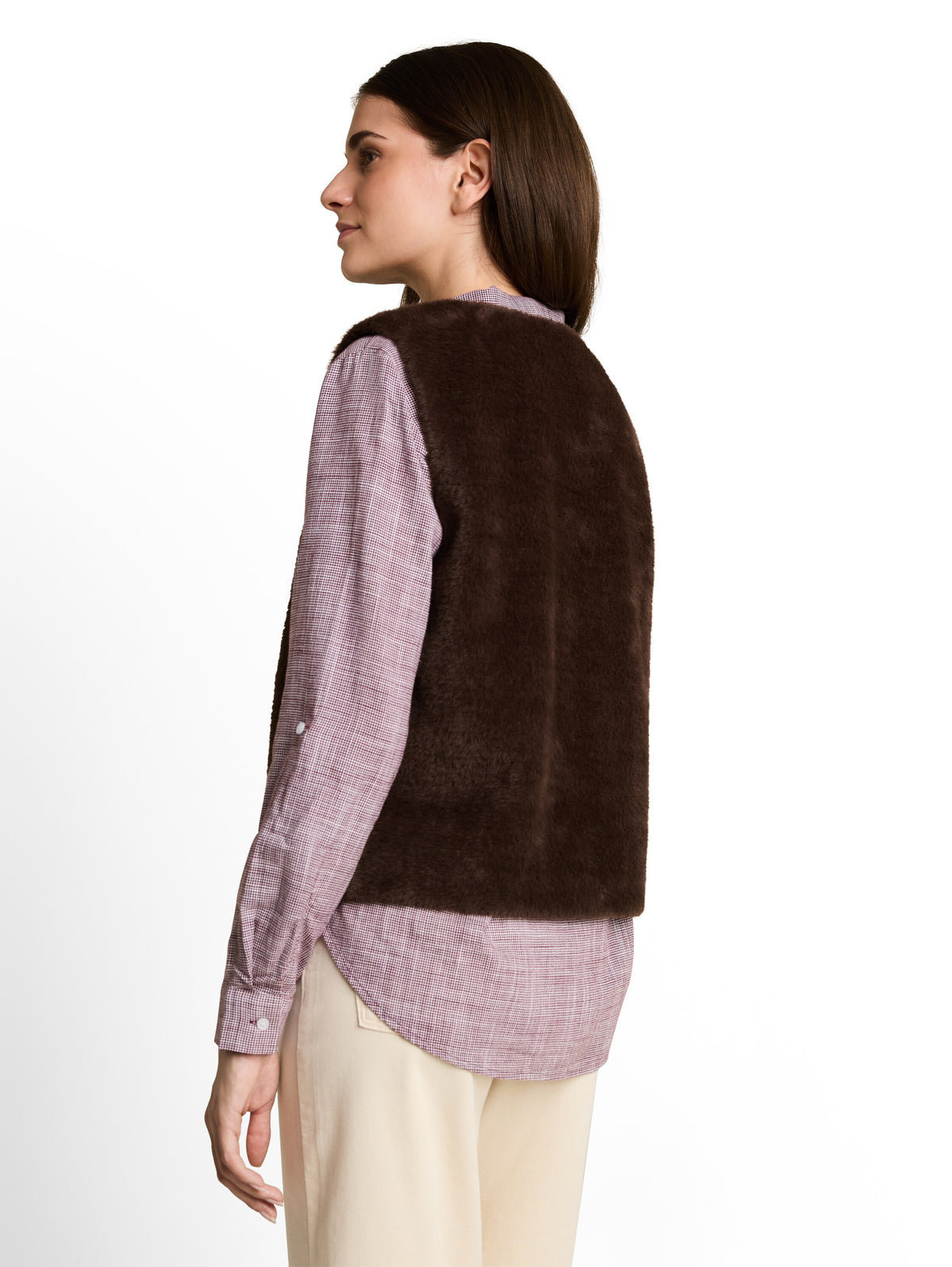 Fake-Fur Weste mit Taschen