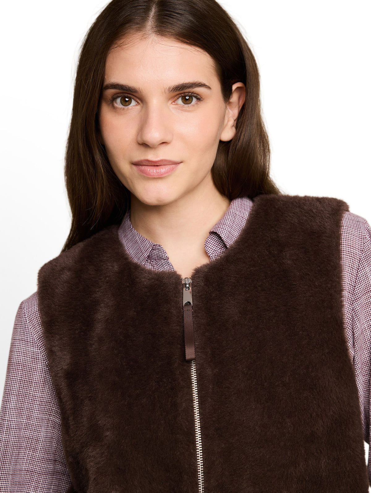 Fake-Fur Weste mit Taschen