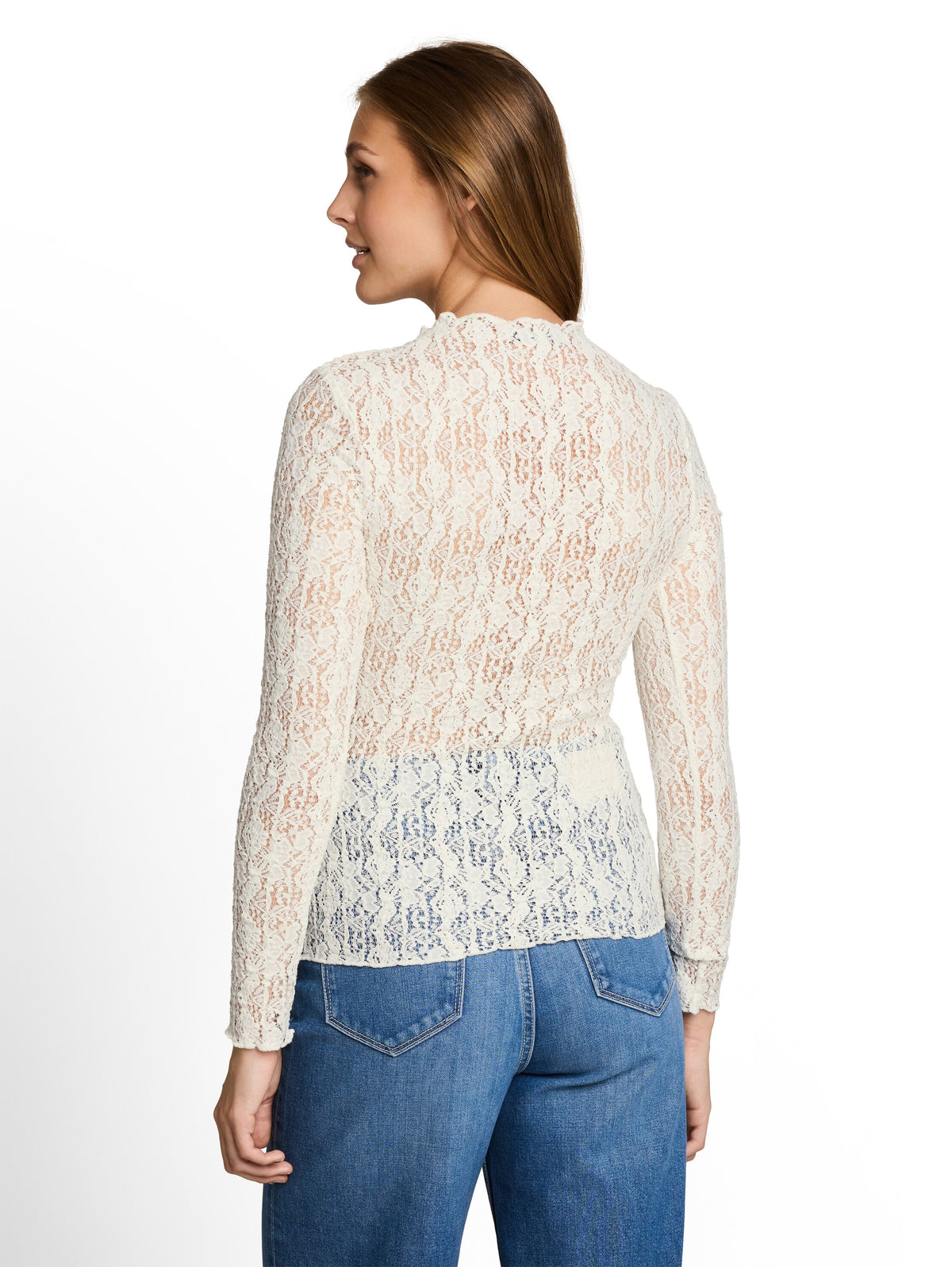 Slim Fit Langarmshirt aus Spitze