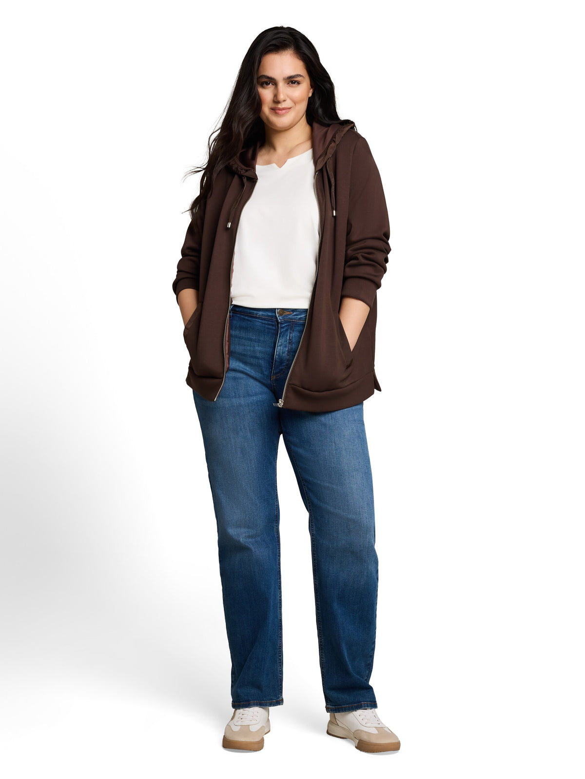 Plus Size - Hoodie Sweatjacke aus Scuba