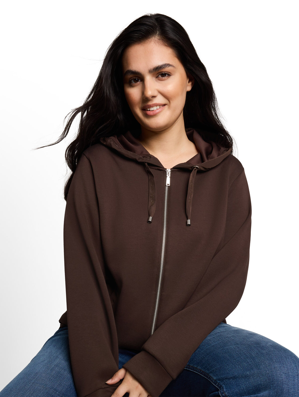 Plus Size - Hoodie Sweatjacke aus Scuba